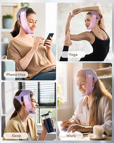 Miniatura 8 de V-Line - Mascarilla escultora Correa de silicona para barbilla para apretar la mandíbula y reducir la barbilla (23-27 pulgadas) (rosa Sakura)