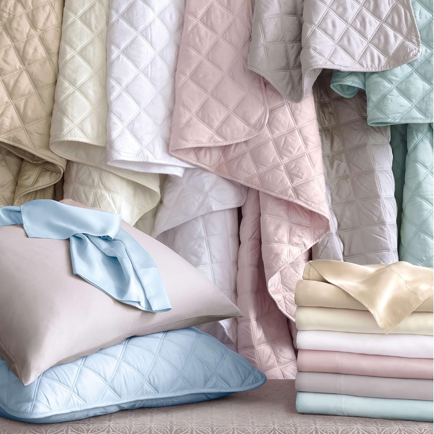 Pine Cone Hill Silken Solid White Sheet Set, Queen Size, White Solid Pattern