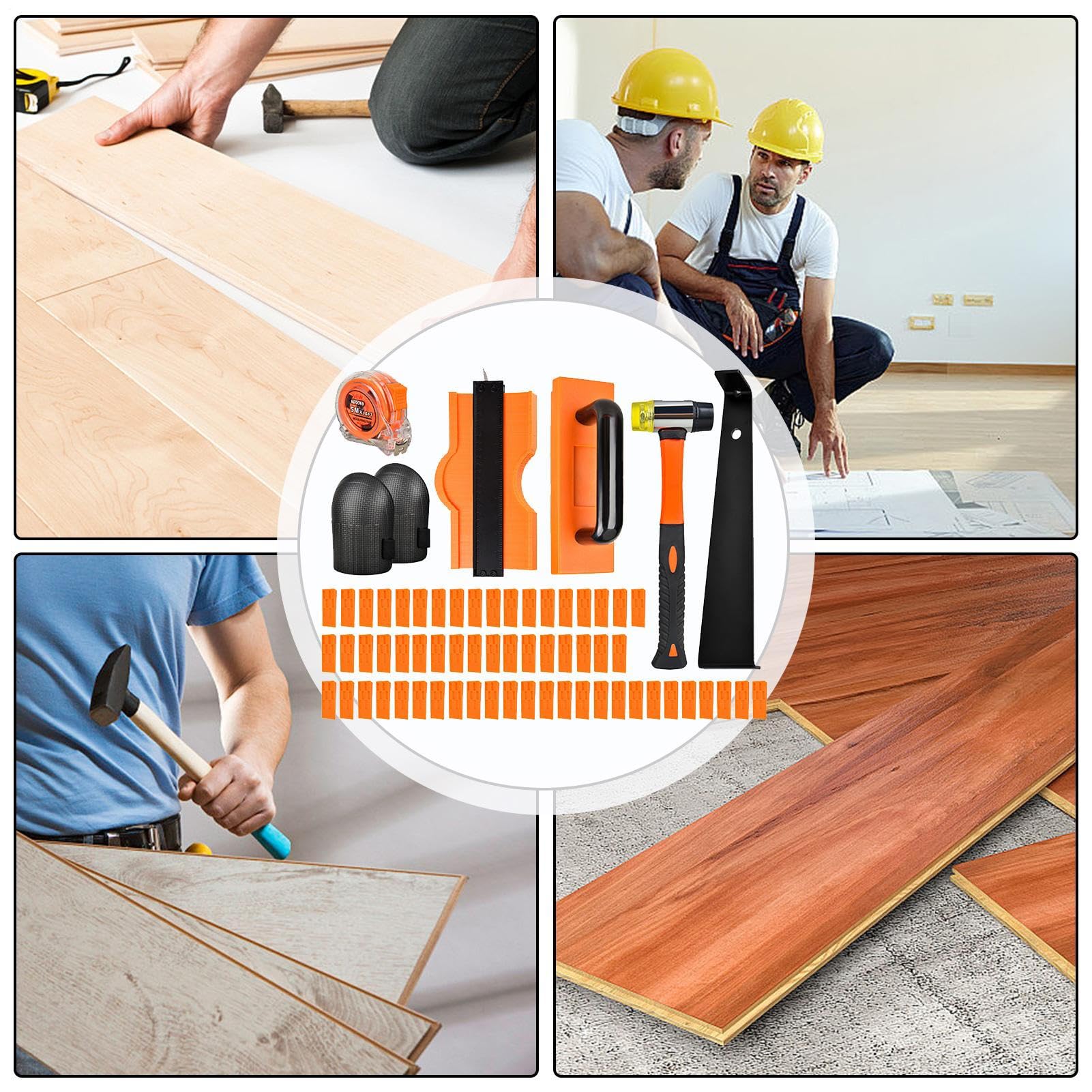 Kit de Instalación de Suelo Laminado Juego de Reparación con Mazo | Herramientas de Instalación de Suelos para Taller Hogar Rodapié Tabla Proyecto Preparación Subsuelo Subbase Madera Dura
