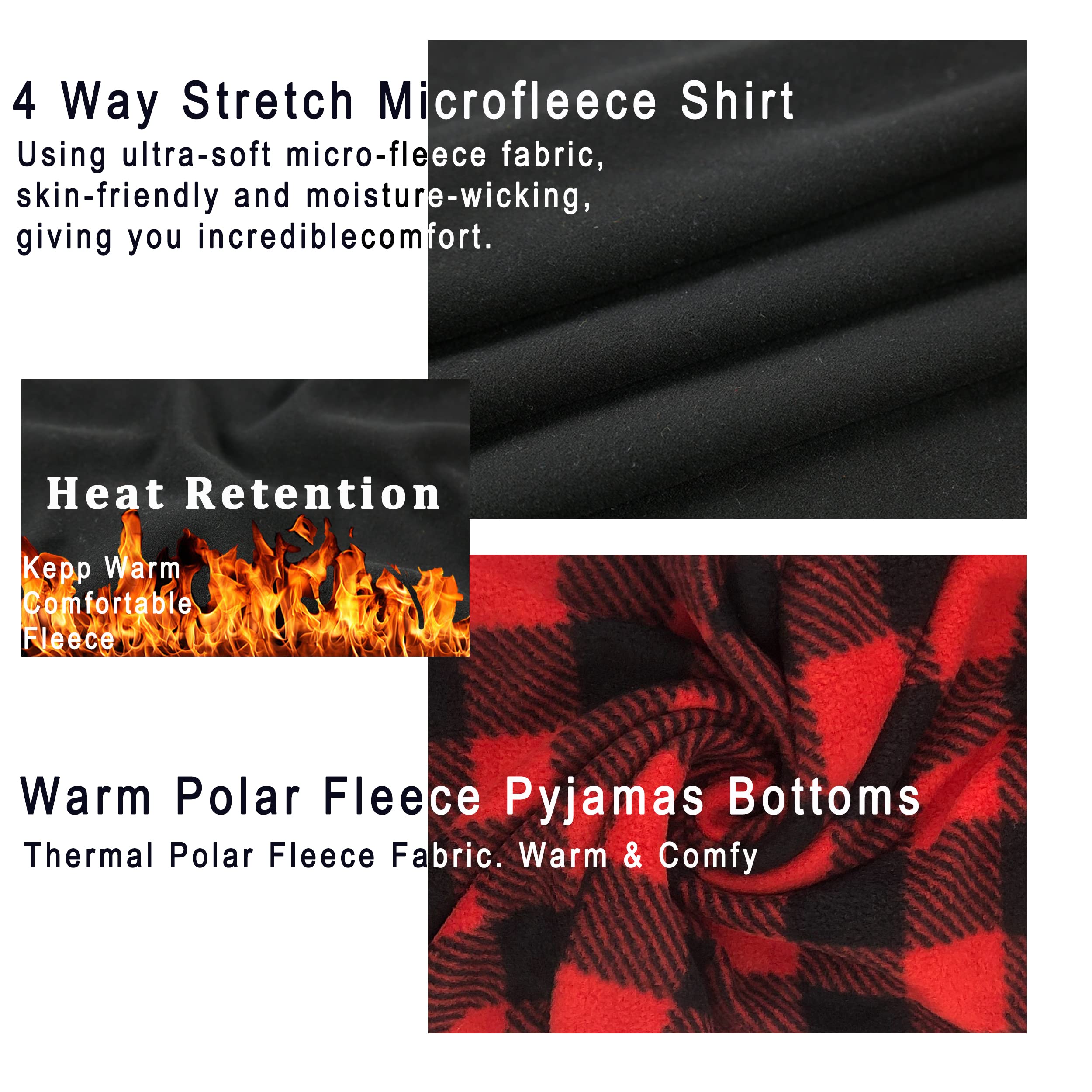 YUSHOW Pyjama Femme en Polaire Hiver Haut Col Rond Bas Carreaux avec Poches