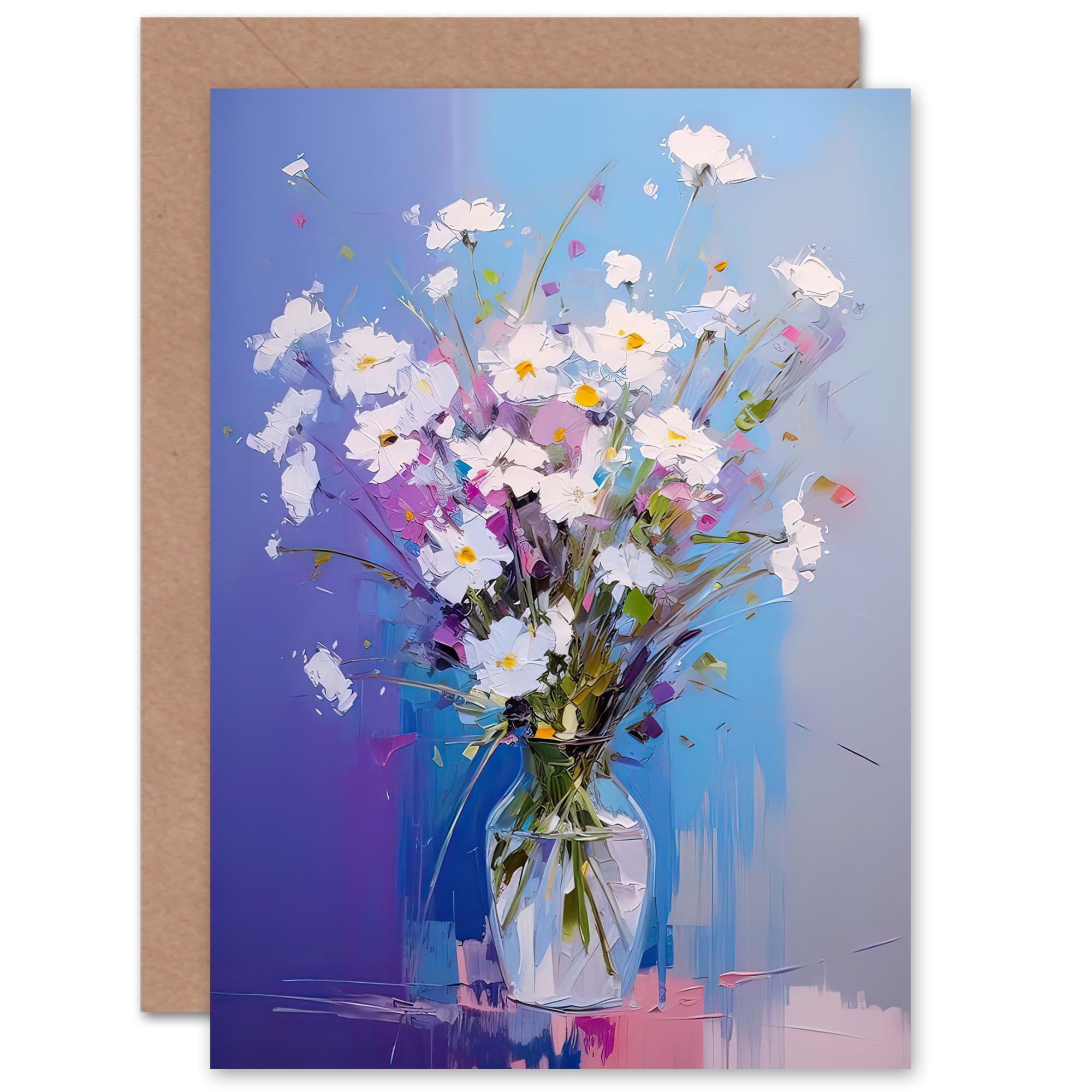 Artery8 White Daisy Bouquet Wildflower Blooms for Wife Her Mum Sister Daughter Mom Gran Nan Birthday Thank You Mothers Day Blank Art Greeting Card