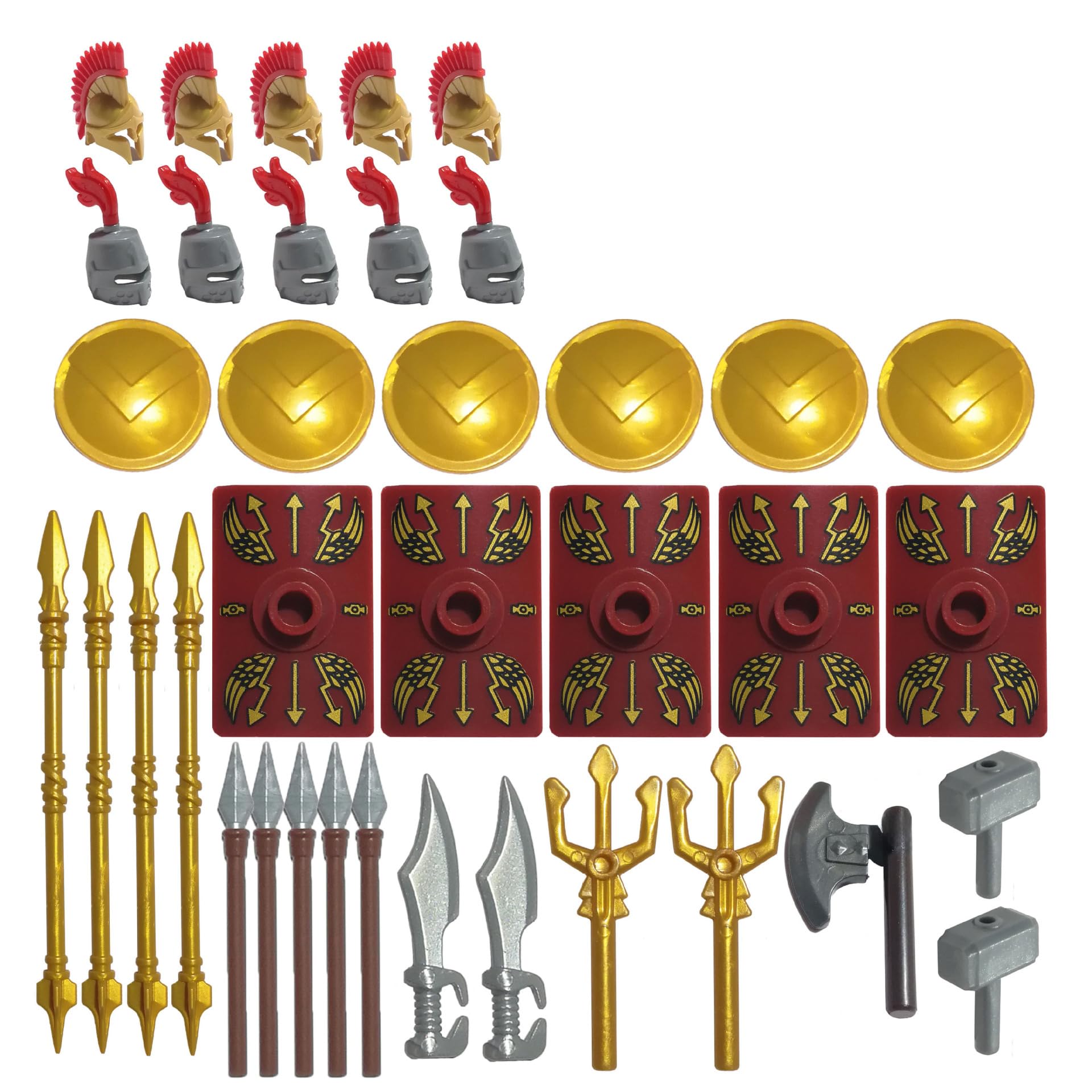 Medieval Weapons Pack For Knight Figures, 41Pcs Ancient Roman Military Figure Helmet Armor Shield Weapon Kit, Minifigures Accessories Set, Compatible With Lego (41P)