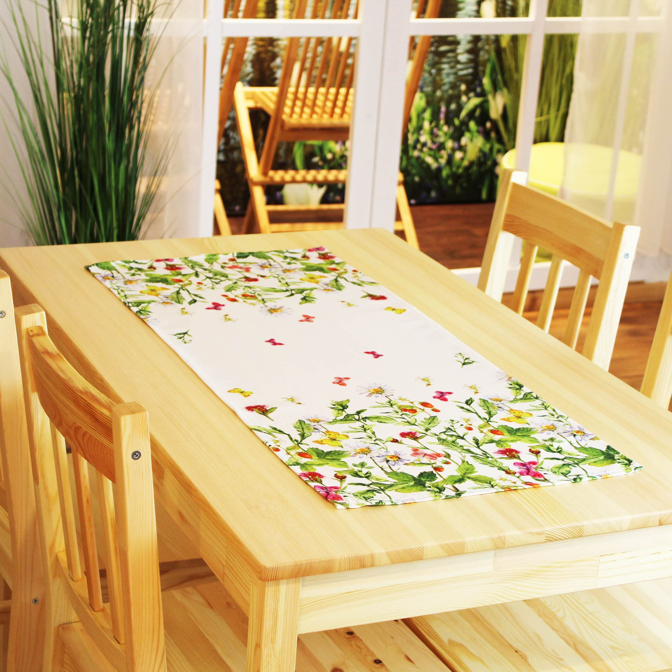 Kamaca Series Meadow Flowers and Butterflies High-Quality Print Motif with Flowers An Eyecatcher in Spring Summer (Table Runner 40 x 90 cm) - Image 3