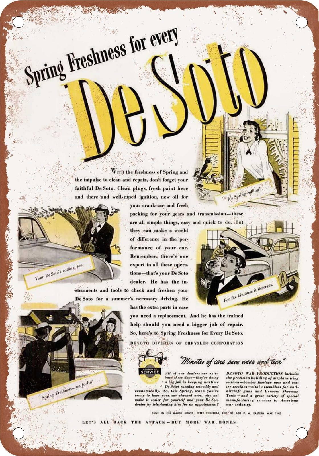 Miaomansenstore Metal Sign - 1944 Desoto Vintage Ad 06 - Old Retro Rusty Look Home Decor