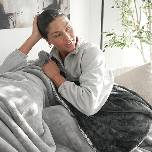 Miniatura 6 de Manta de franela reversible ultrasuave de gran tamaño para sofá, sofá o cama de tamaño Queen, manta suave y acogedora para dormir o decoración del