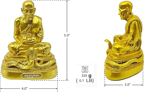 Miniatura 9 de BUDDHO Luang Pu Thuad Estatua de Buda dorada de 5 pulgadas de alto. Estatua budista tailandesa de San Buda tailandés, decoración del hogar, pequeño