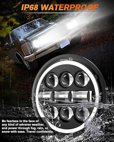 Miniatura 4 de Faro LED de 5-34 de 5.75 pulgadas con halo LED blanco ámbar compatible con Challenger Gran Torino Oldsmobile Cutlass Plymouth Fury Muscle Cars,