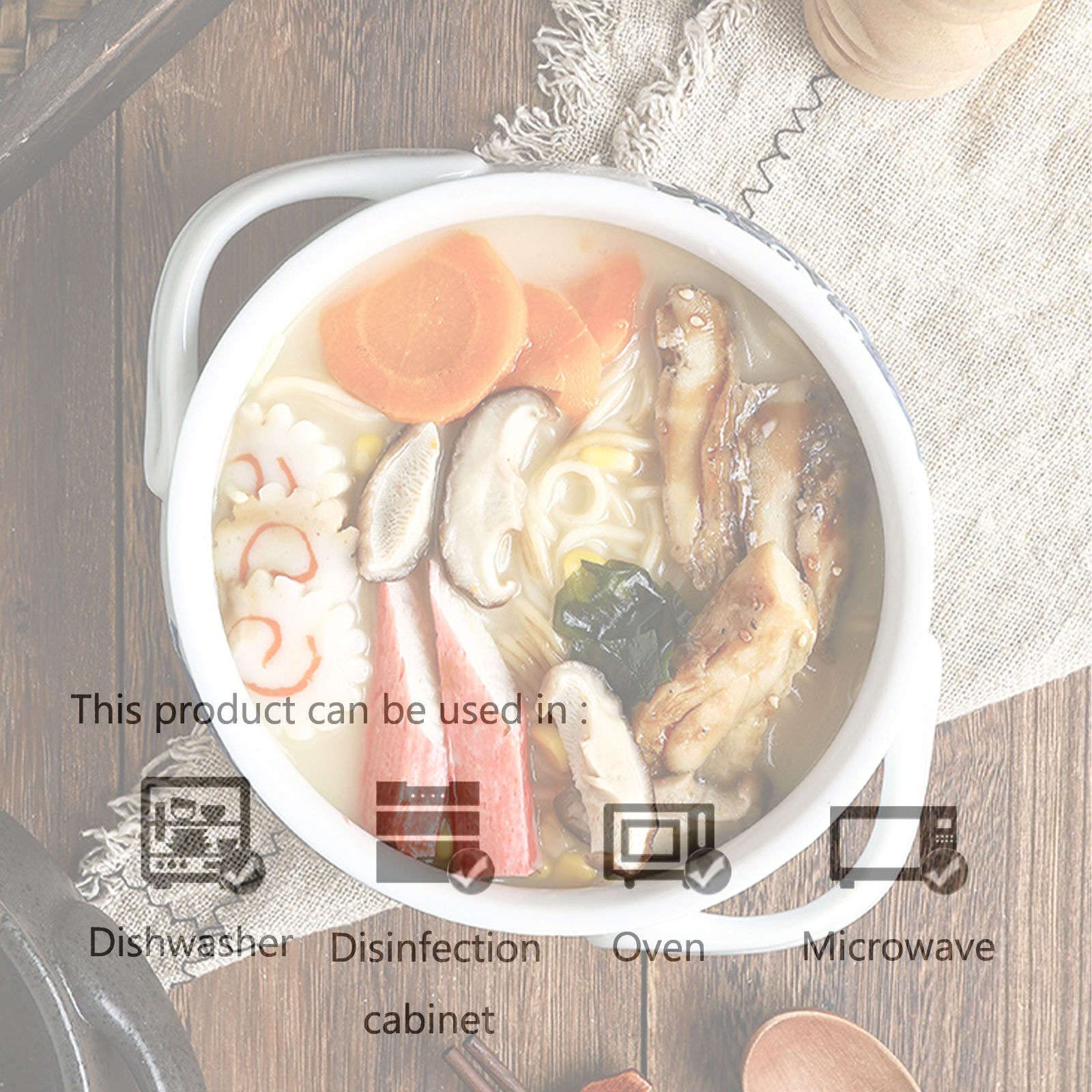 Cuenco para ensalada, cuencos para sopa, cuenco de cerámica con asa, cuenco de ramen de cerámica, cuencos Pho grandes, cuenco de sopa apto para microondas, cuenco de fideos Udon-conejo-23x20x7cm, 80