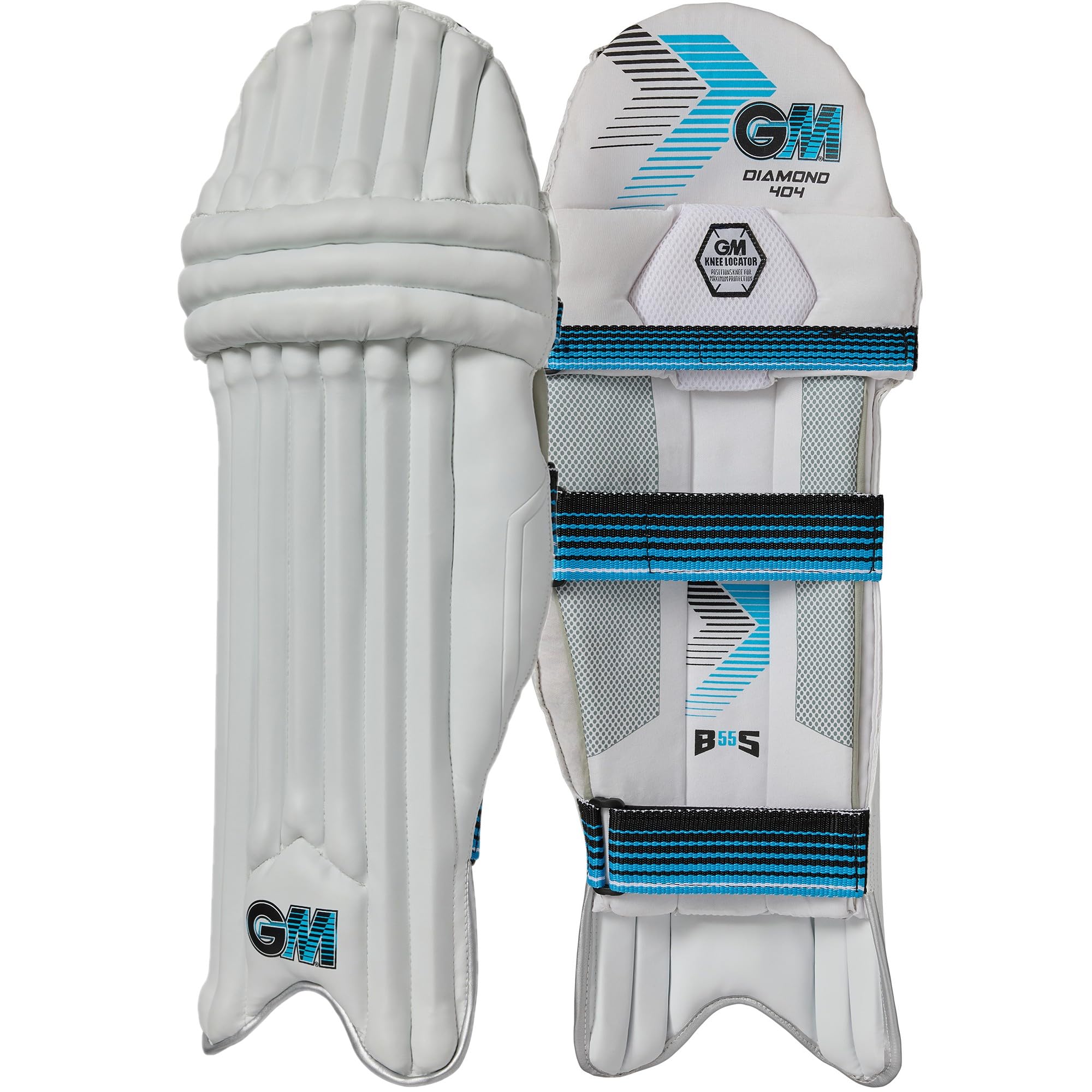 GM | Ben Stokes Diamond Cricket Batting Pads | High Density Foam & Reverse Cane | Youths Right Handed - 14.75" From Top of Instep to Middle of Knee | Approx 1.60 kg per Pair | 1 Pair | White