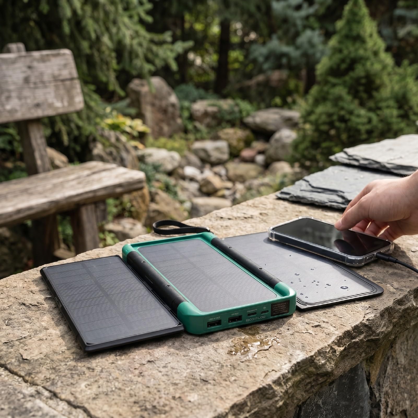 Focket Solar Power Bank, capacità 10000mAh 3 Pannelli Solari Pieghevoli