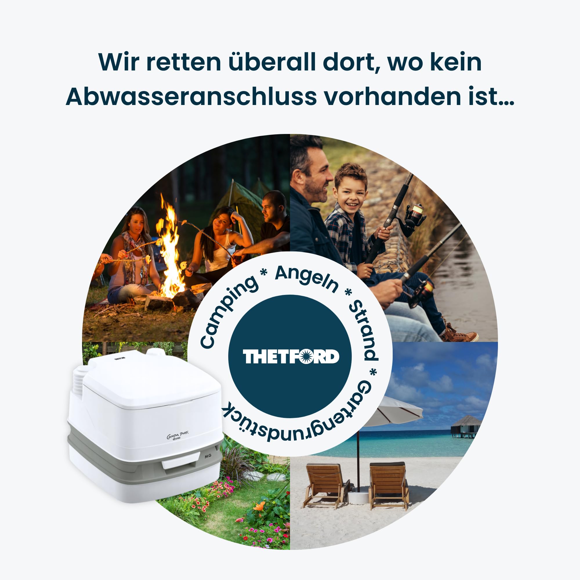 Thetford Porta Potti Qube MT Campingtoilette 12L, Mobile Chemietoilette, Portable Toilette für Camping & Travel, kompakte Reisetoilette, Weiß