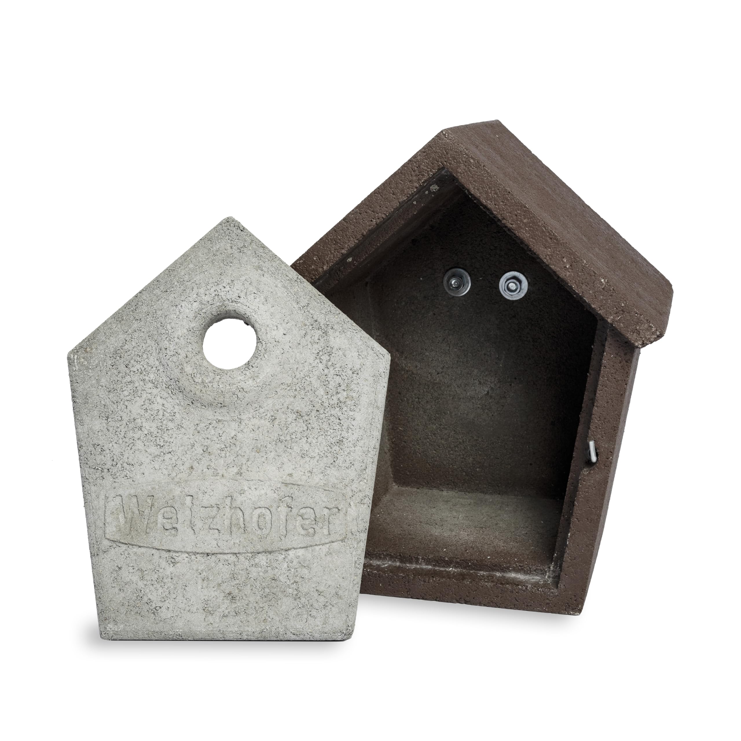 Holzbeton Nistkasten Woody, langlebiges und spechtsicheres Vogelhaus mit 28mm Einflugloch, für Blau-, Hauben-, Sumpf- und Tannenmeisen, für bessere Brutergebnisse, Made in Europa