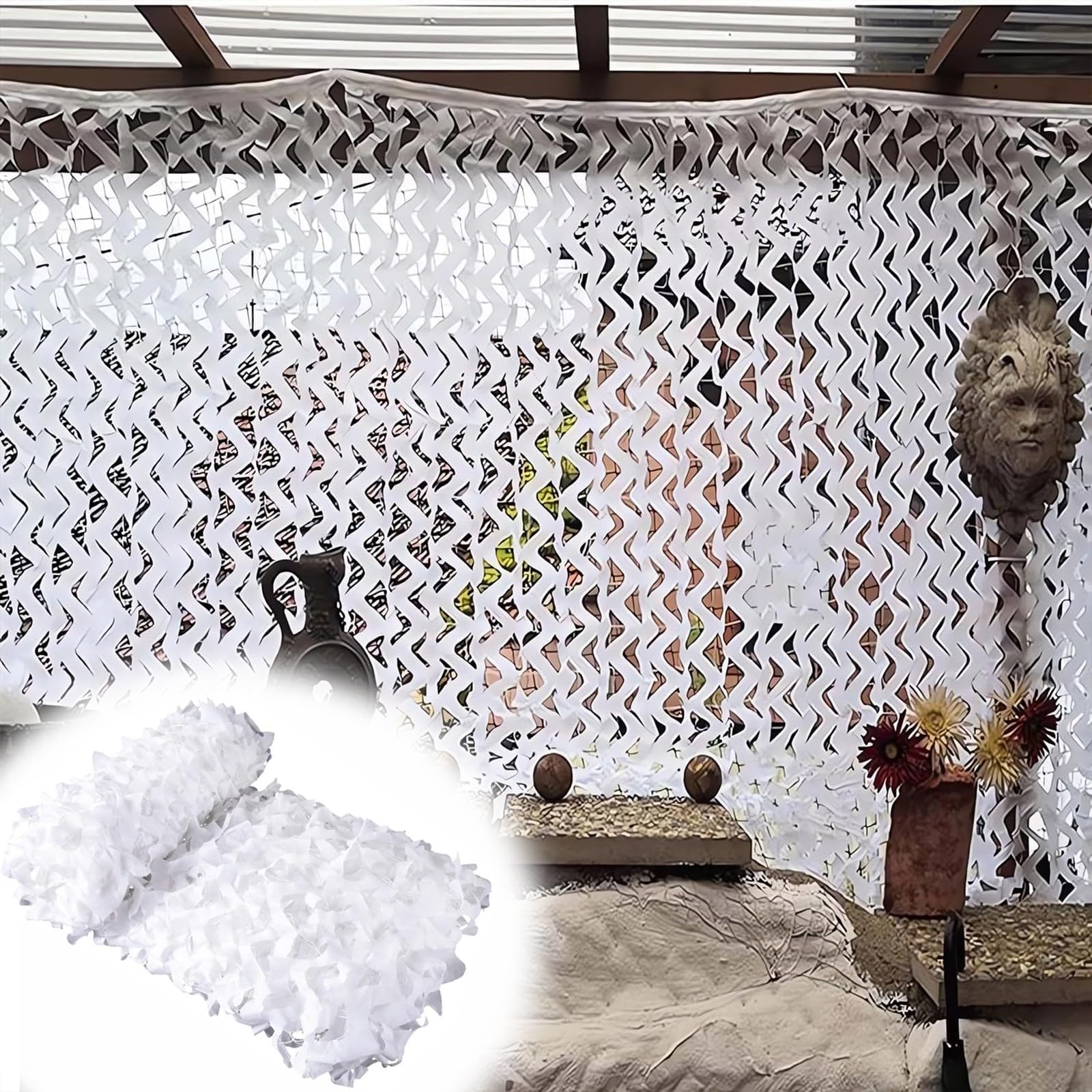 Filet de camouflage blanc pour pergola et voile d'ombrage de terrasse de jardin