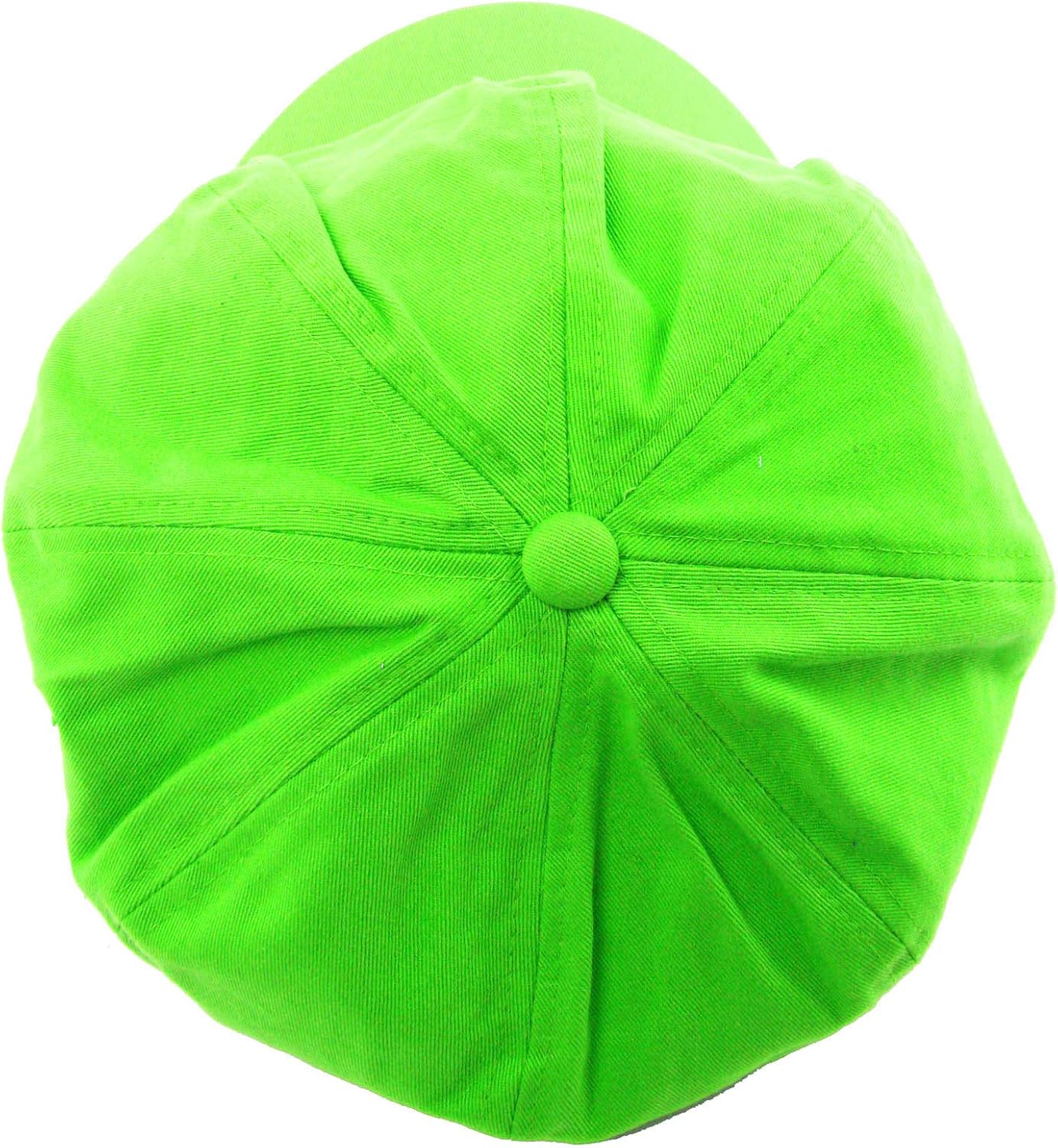 Summer 100% Cotton Plain Blank 8 Panel Newsboy Gatsby Apple Cabbie Cap Hat Lime - Image 2