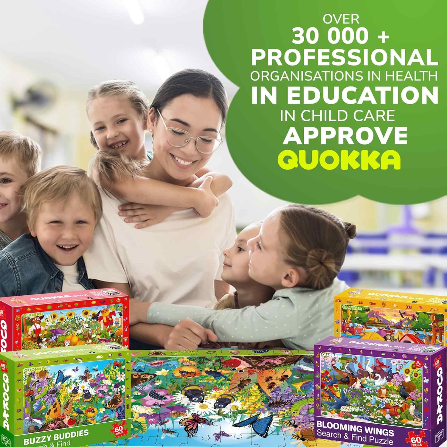 QUOKKA Puzzles for Kids Ages 6-8 - Toddler Puzzles Ages 4-6 - 4-Pack 60 Piece Search and Find Animals and Bugs Jigsaw Puzzle 5-8 - Learning Toys for 3 Year Old Boys and Girls - Educational Games Gift