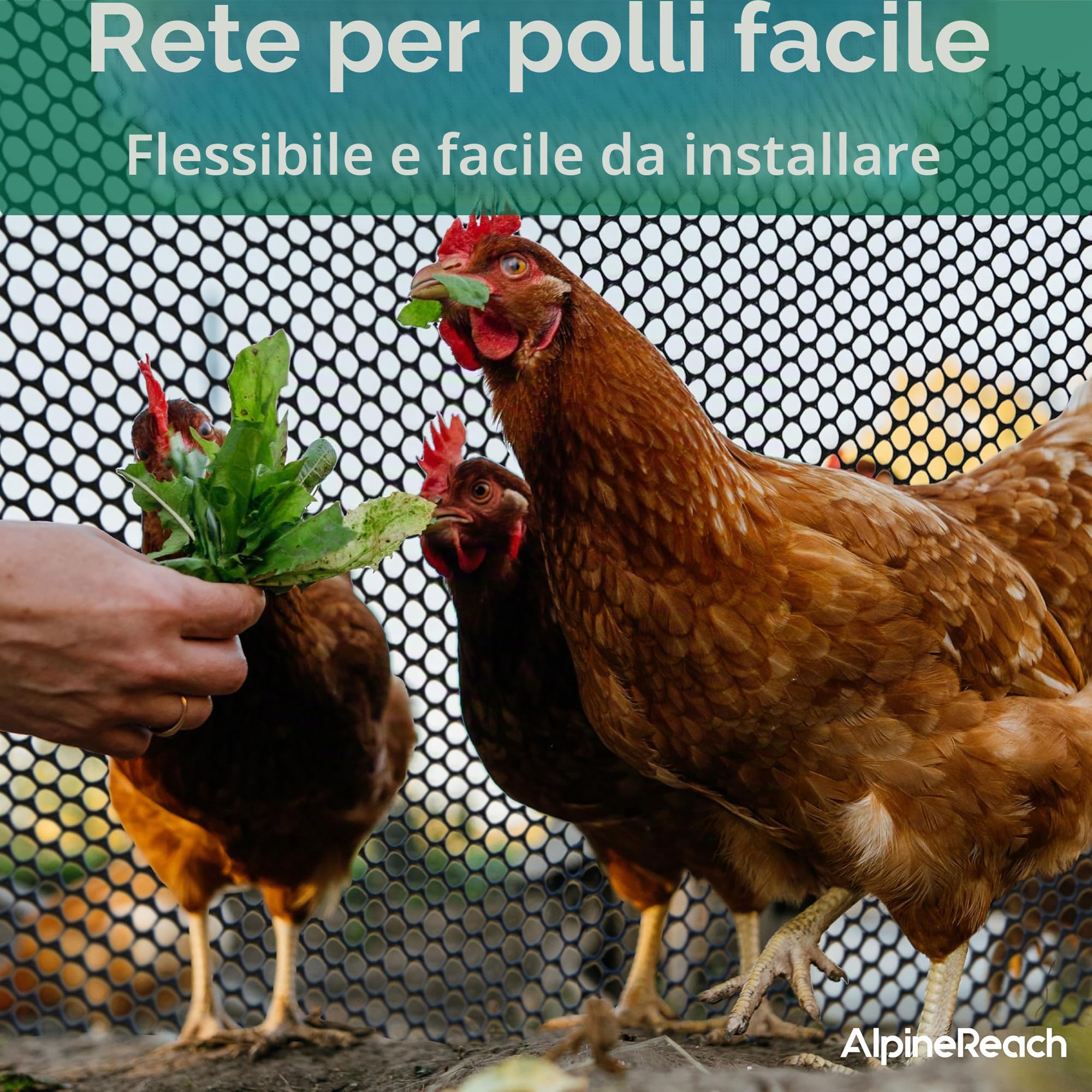 AlpineReach Rete metallica in plastica da 0,4 m x 9 m, rotolo di recinzione con fascette, ideale per pollame, cani, barriera per conigli e giardinaggio, rete resistente per polli, versatile e rigida
