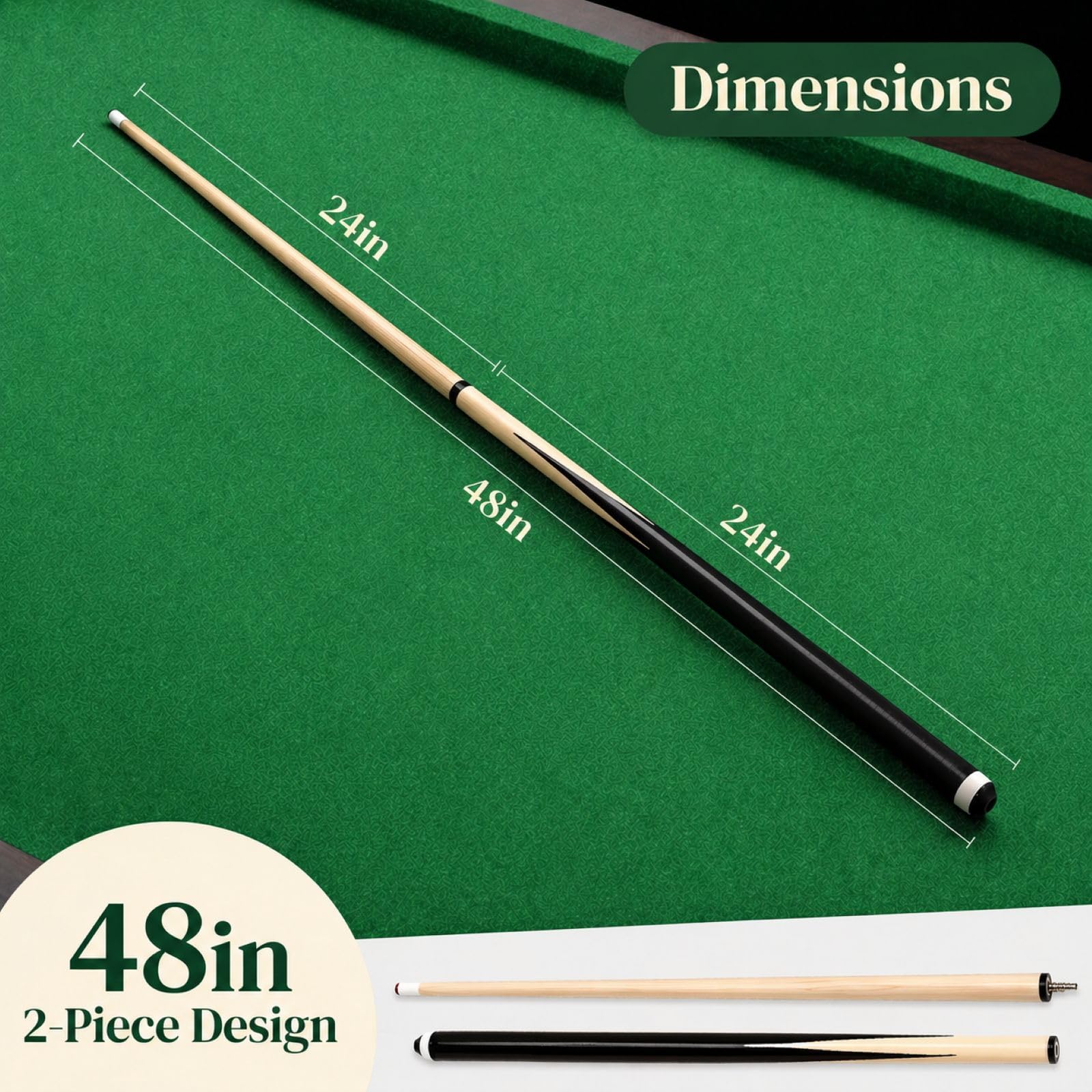 36 Inch 48 Inch 58 Inch Pool Cue Stick Hardwood Billiard Cue Stick for Adults Youth Kids