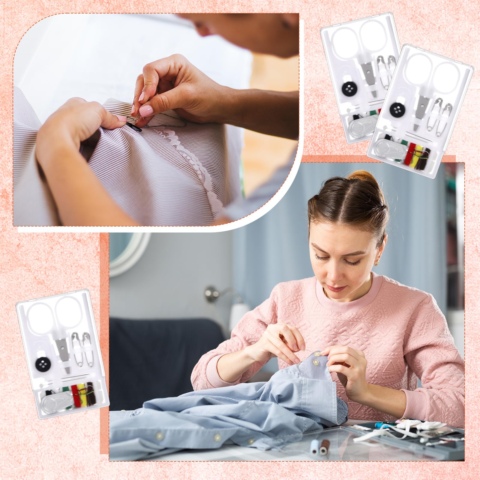 Knitgrip 100 scatole mini kit da cucito da viaggio Quick Fix Kit da cucito portatile Bulk Basic ago pre-filettato strumento di riparazione di emergenza per principianti viaggiatori casa hotel (bianco)