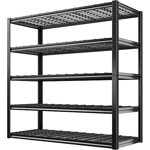 REIBII 40" W Garage Shelving 2000LBS Heavy Duty Storage Shelves 5 Tier Metal Shelves for Storage Rack Garage Shelf Shelving Units and Storage Shelves Pantry Industrial Shelves, 72" Hx40''Wx17.8''D