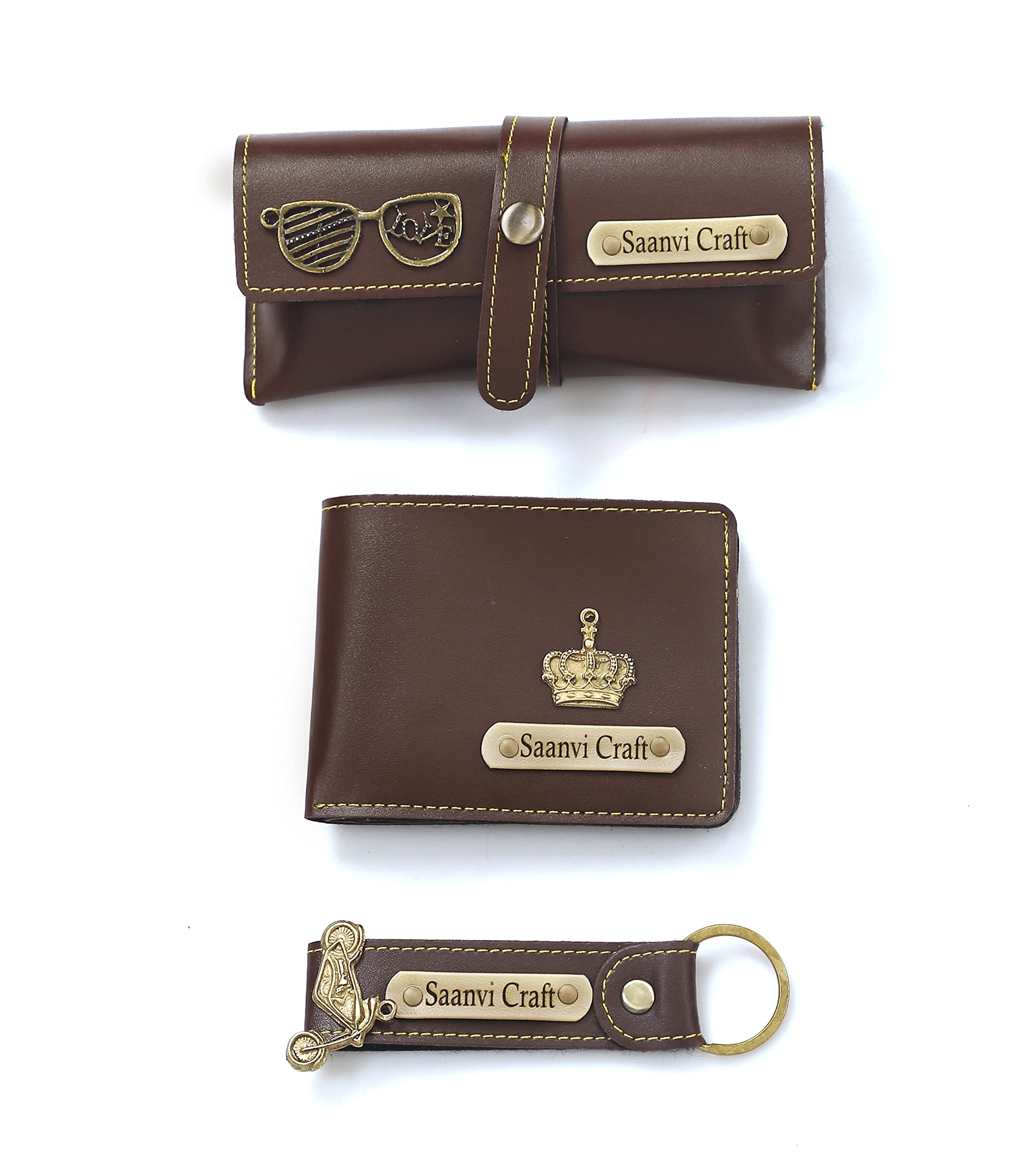 Dream Gift GLORE Your Name Leather Unisex Customized Passport Holder and Men's Wallet with Key Chain, Personalized Gifts, Personalized Accessories, Multicolor (Gift Combo-01)-image-14