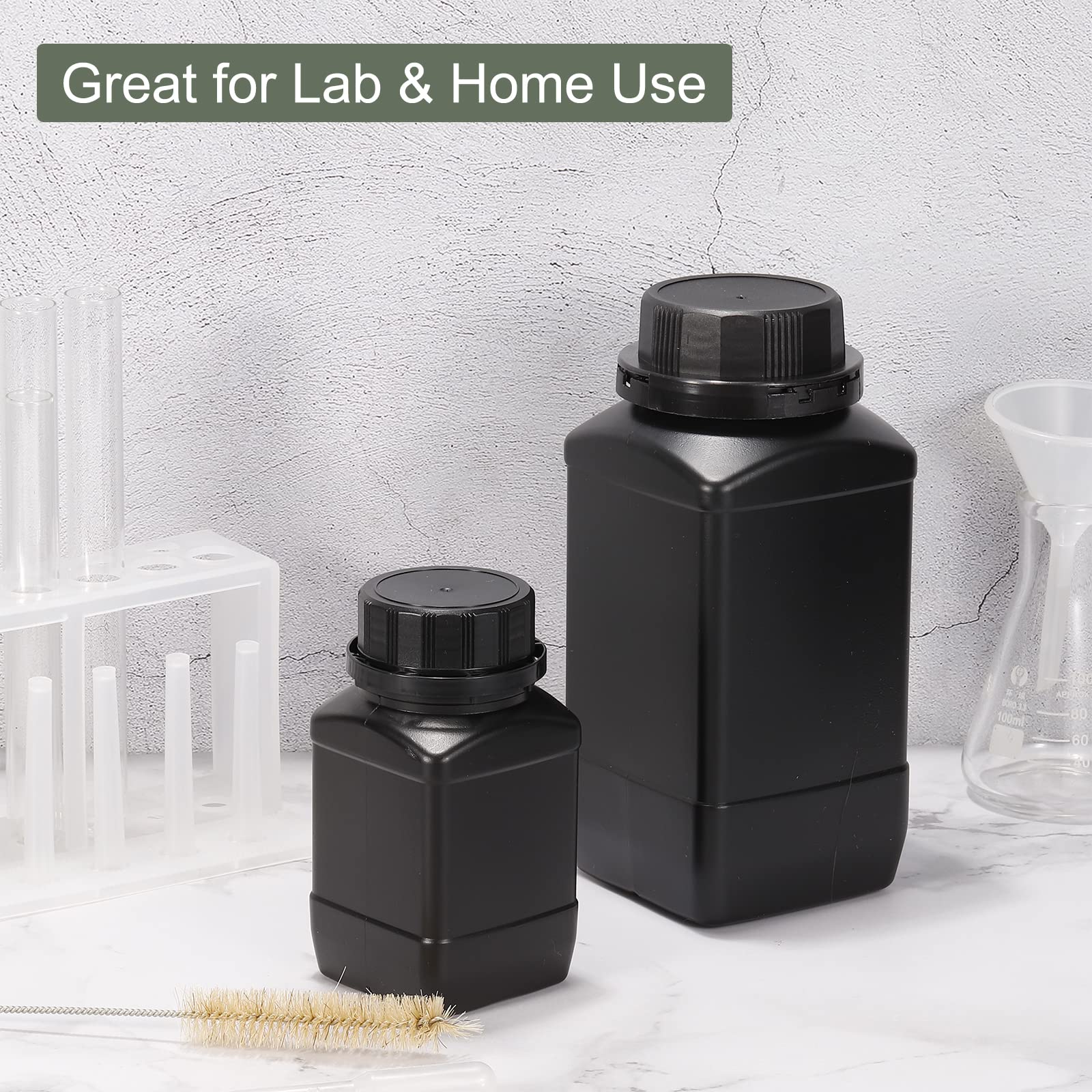 YOKIVE 5 Pezzi Bottiglie Per Reagenti Chimici, Contenitori Per Laboratorio Con Bocca Larga | Conservazionliquidi, Ideali Per Laboratorio, Negozi, Fabbrica (Nero, 34-Oz)