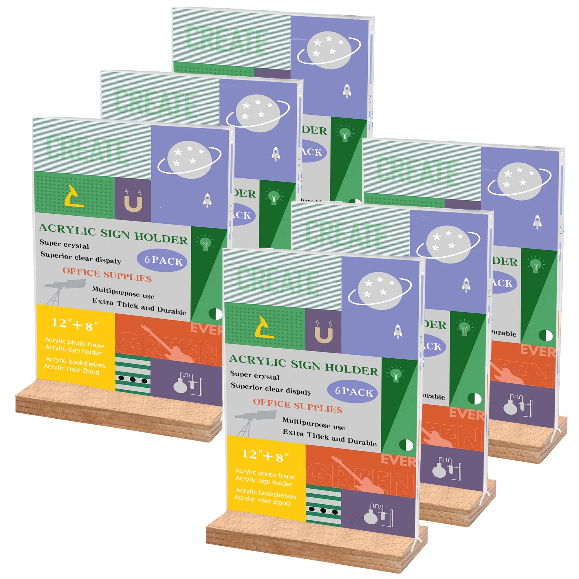 Buy YORFULL A4 Acrylic Sign Holder (6 Pack) A4 Plastic Display Stands