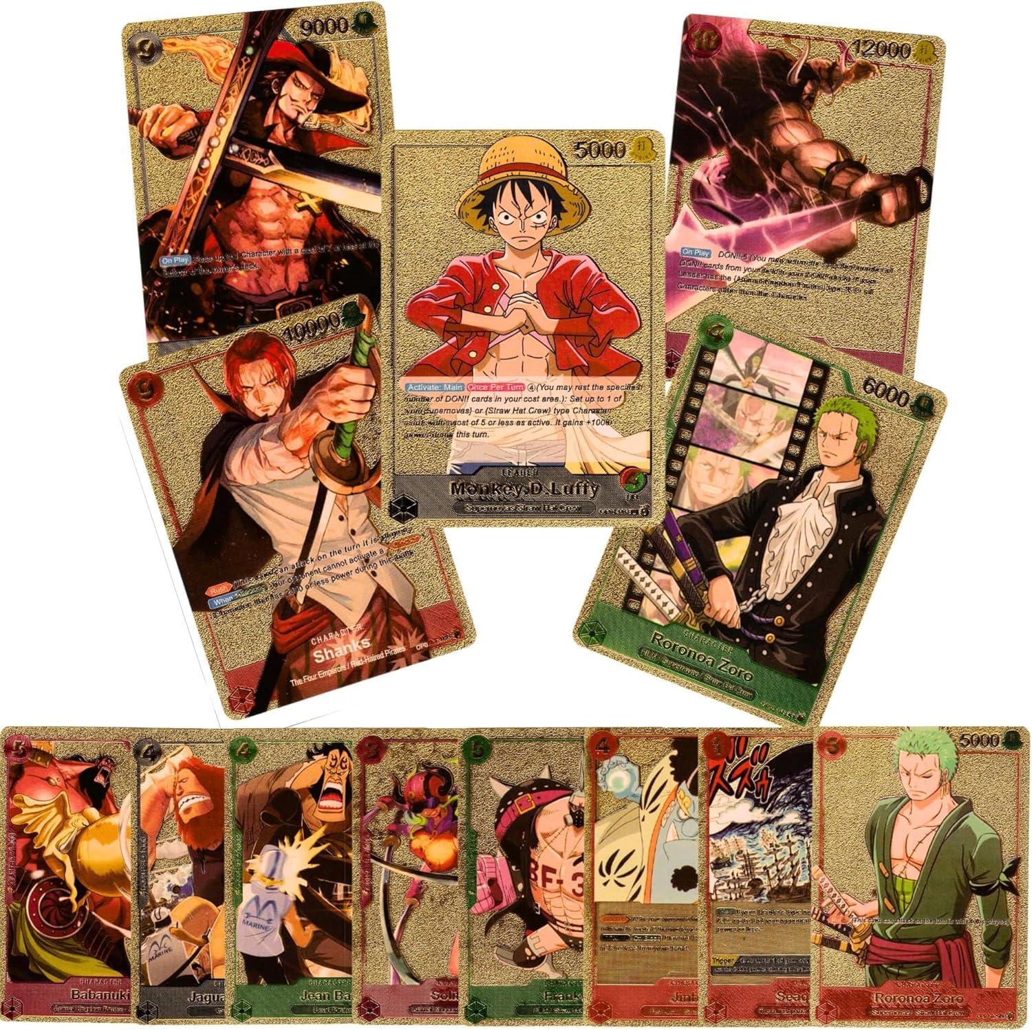 One Piece Cards Game - Gold FOIL Deck of 55 Cards - Anime TCG