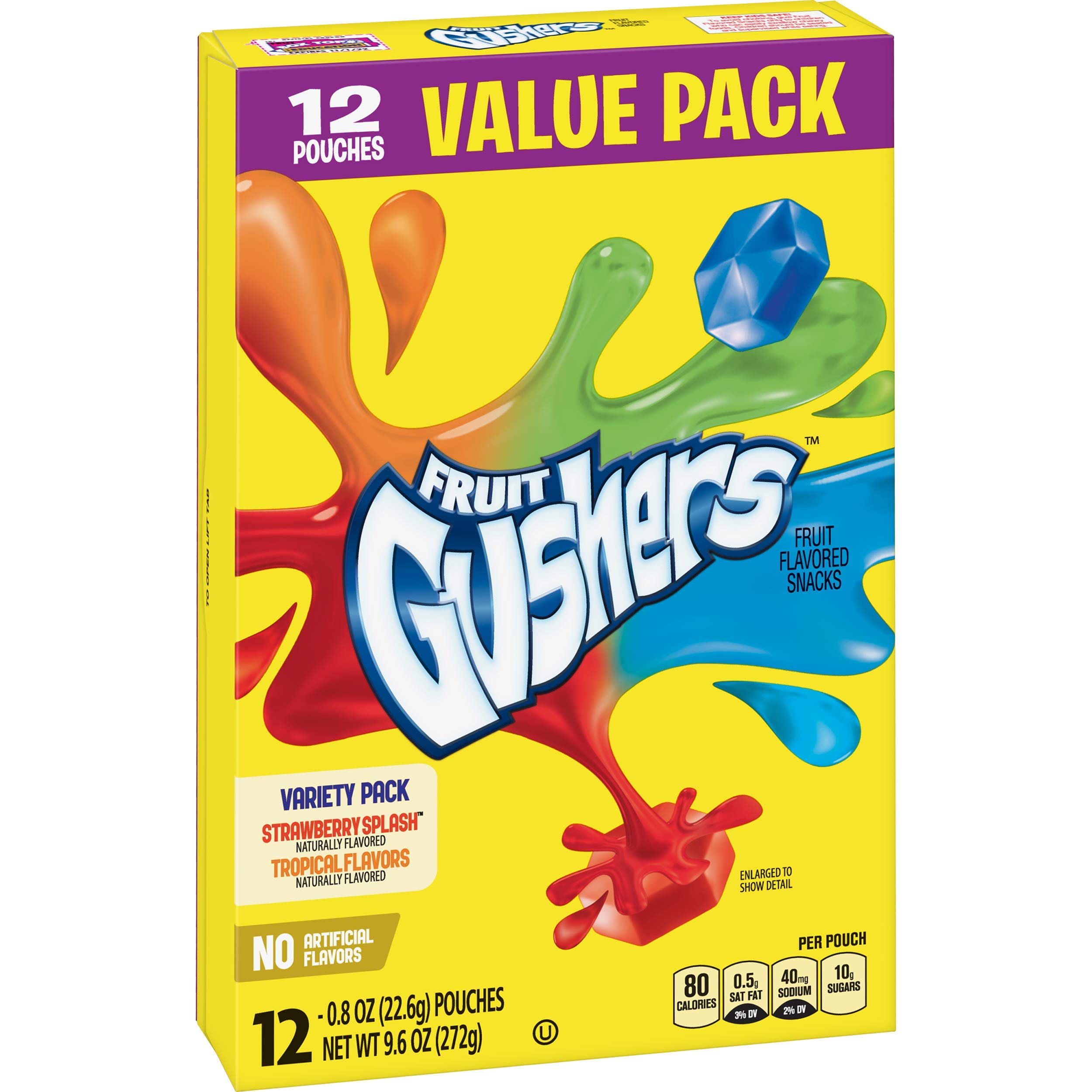 Betty Crocker Gushers Fruit Flavored Snacks, Strawberry Splash and Tropical, 12 ct (Pack of 8)