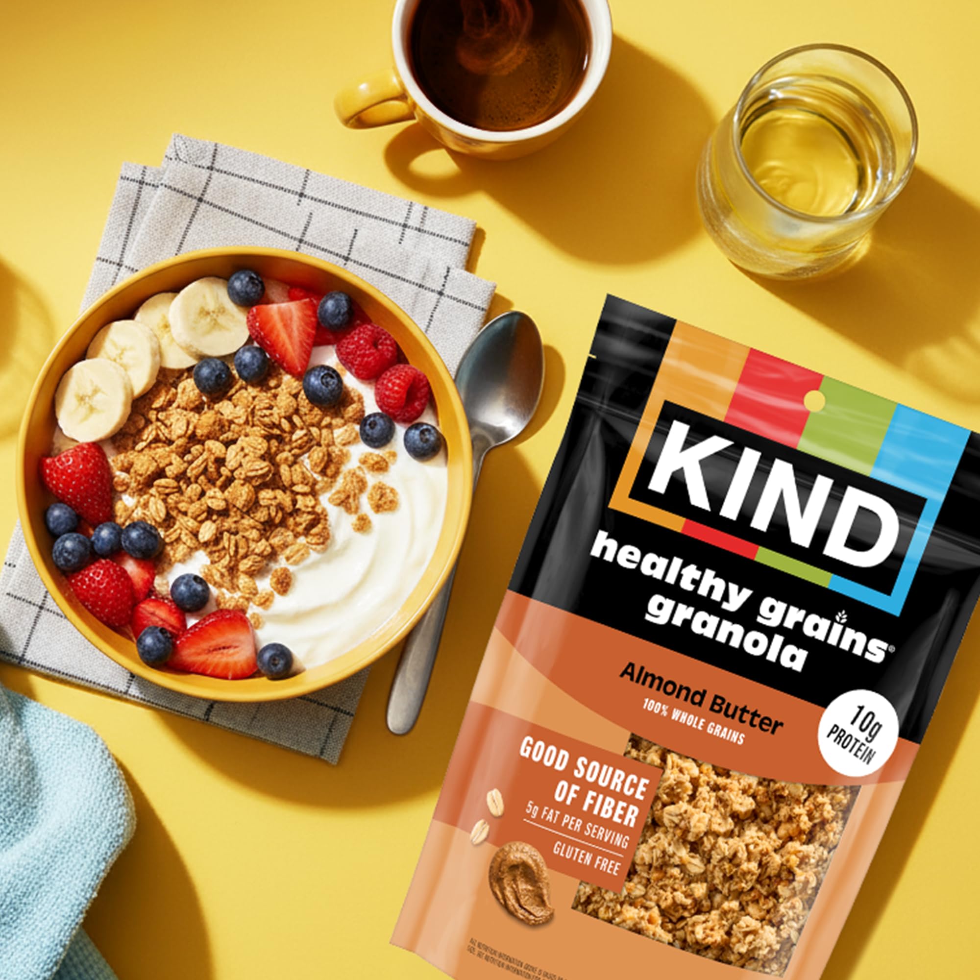 ND Healthy Grains Clusters, granola de mantequilla de almendras, 0.39 onzas de proteína, sin gluten, bolsas de 11 onzas, 6 unidades
