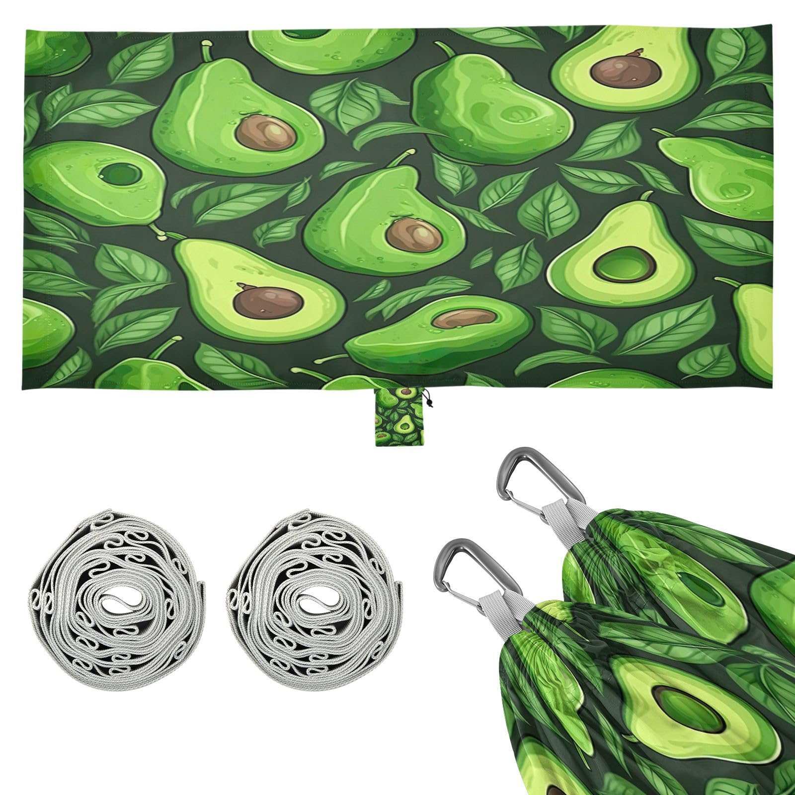 ATTX Small Avocado Slices Camping Hammock - Lightweight & Portable Hammocks, Heavy Duty 330lbs Capacity for Indoor, Hiking, Backpacking, Travel, Backyard, Beach#378
