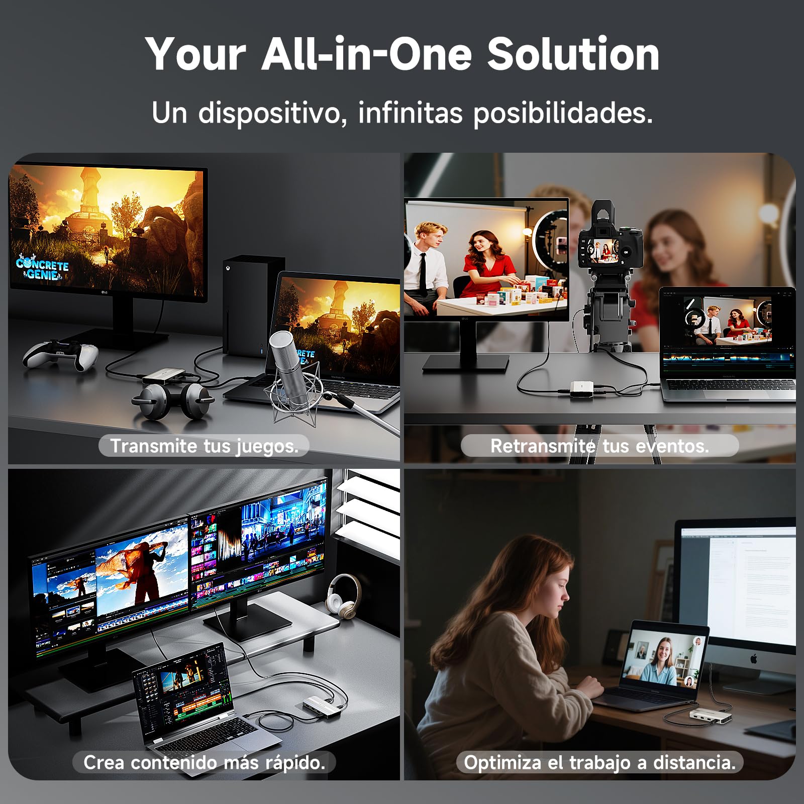 WAVLINK Tarjeta capturadora vídeo,Captura y Bucle 4K@30Hz,Pantalla 4K@144Hz | PD de 100W, tarjeta capturadora HDMI para streaming, compatible con PS5/Xbox/Switch, OBS, Windows y Mac