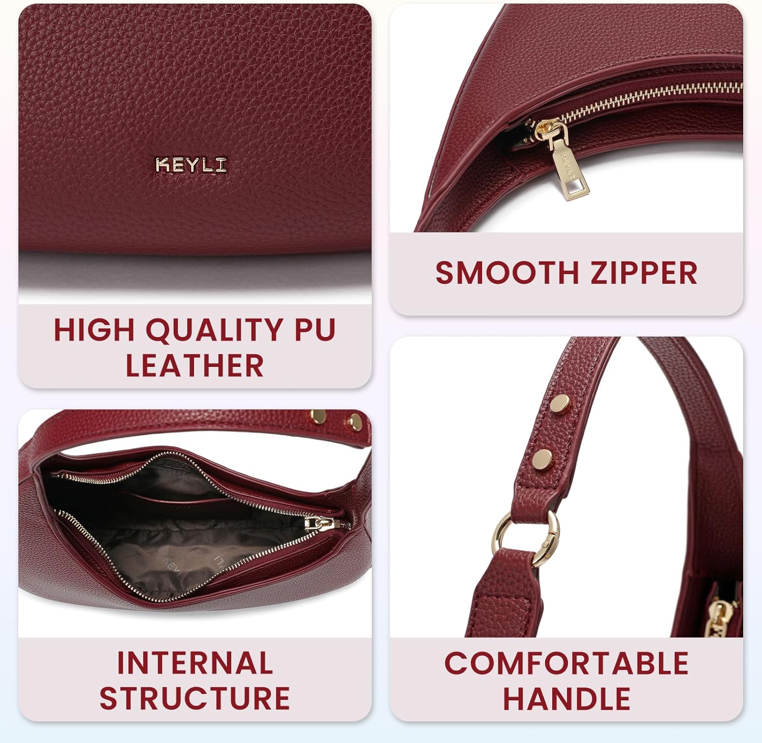 Keyli Shoulder Bag for Women Trendy Casual Leather Shoulder Purses lightweight Handbags Clutches with Zipper closure - Image 6