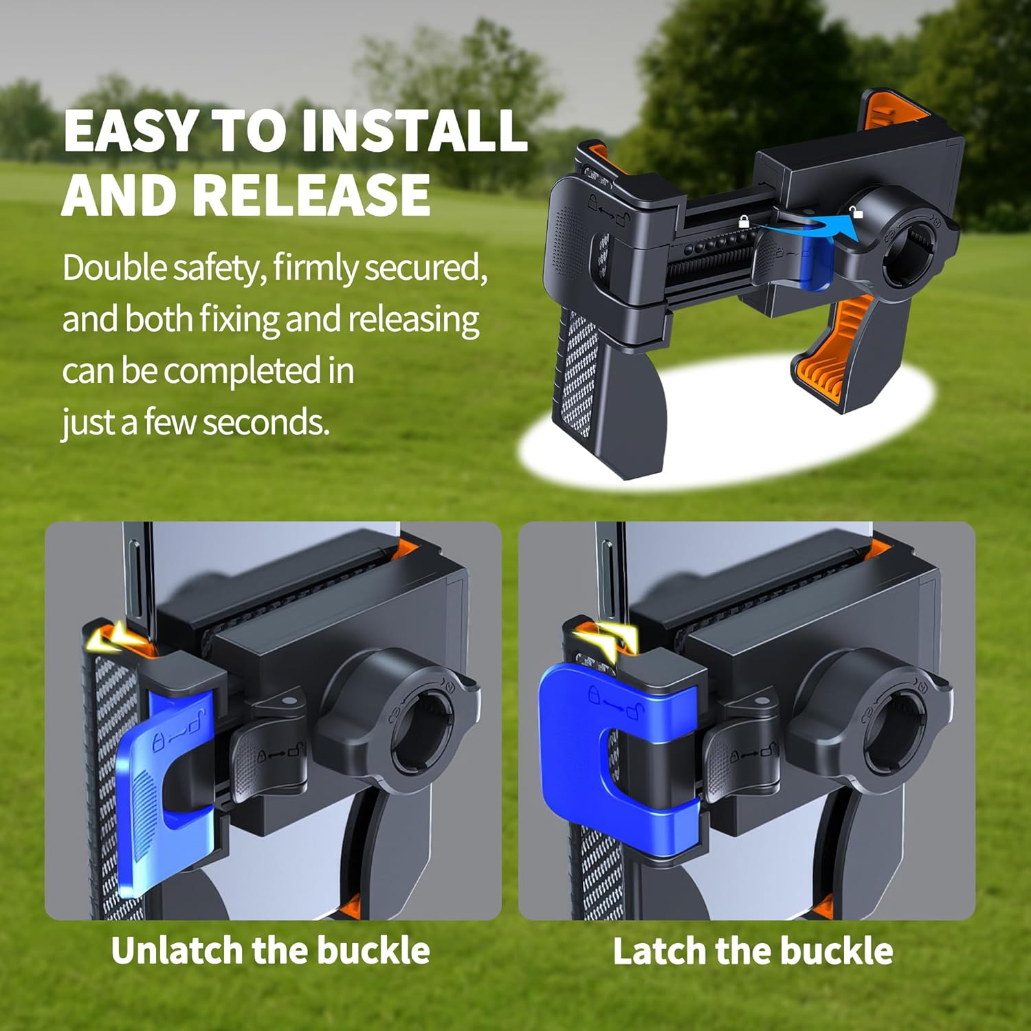 Phone Holder for Golf Cart - Magnetic Golf Cart Phone Holder with Ultra-Strong N52 Magnet & 360° Rotation, Universal Fit for Smartphones/Thick Cases - Secure Hands-Free Golf Accessories (Black) - Image 7