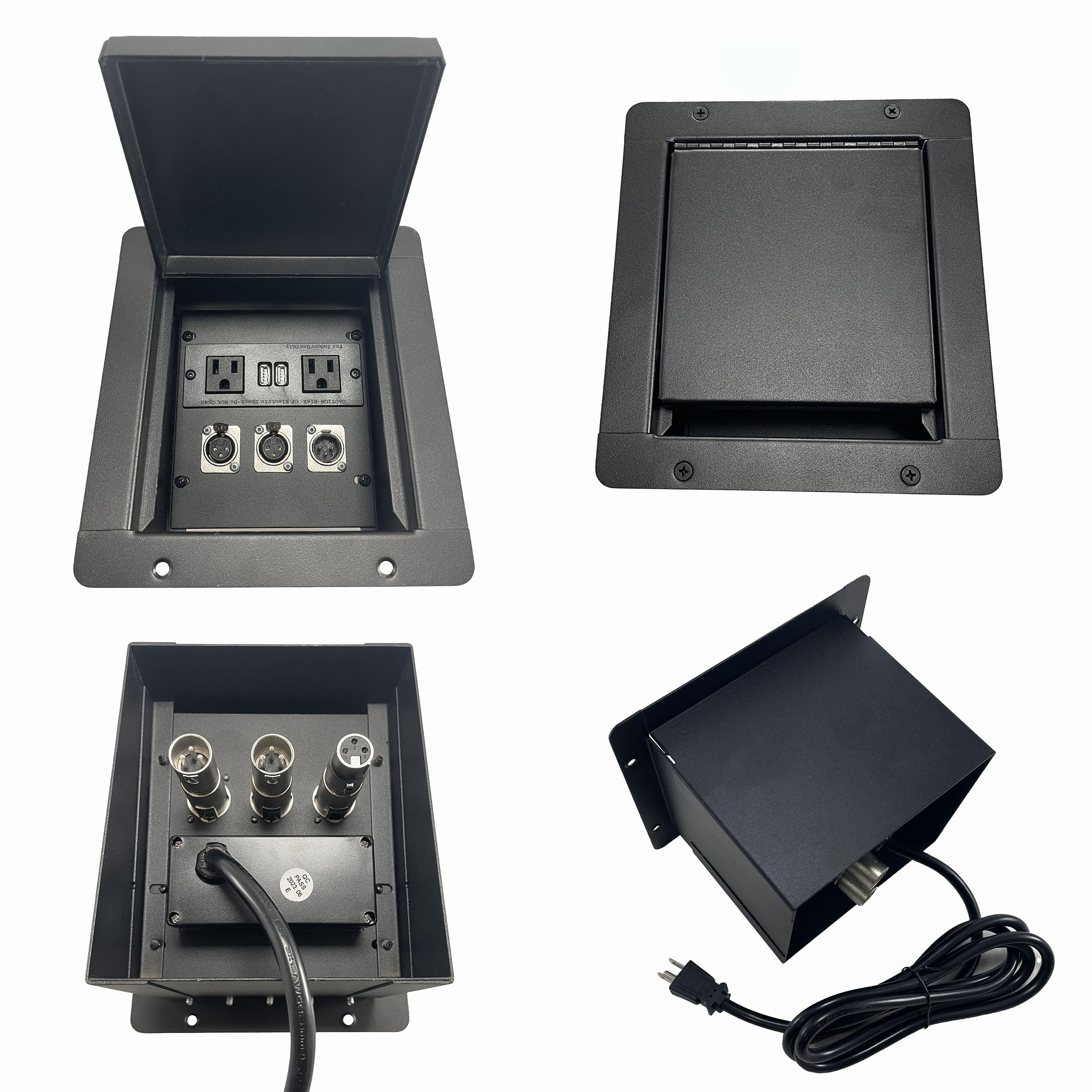 ProSpeakerparts PROCRAFT Mini Gap LID Feed-Thru RECESSED Stage Pocket/Floor Box w/ 1 Wired AC 2 XLR Female 1 XLR Male