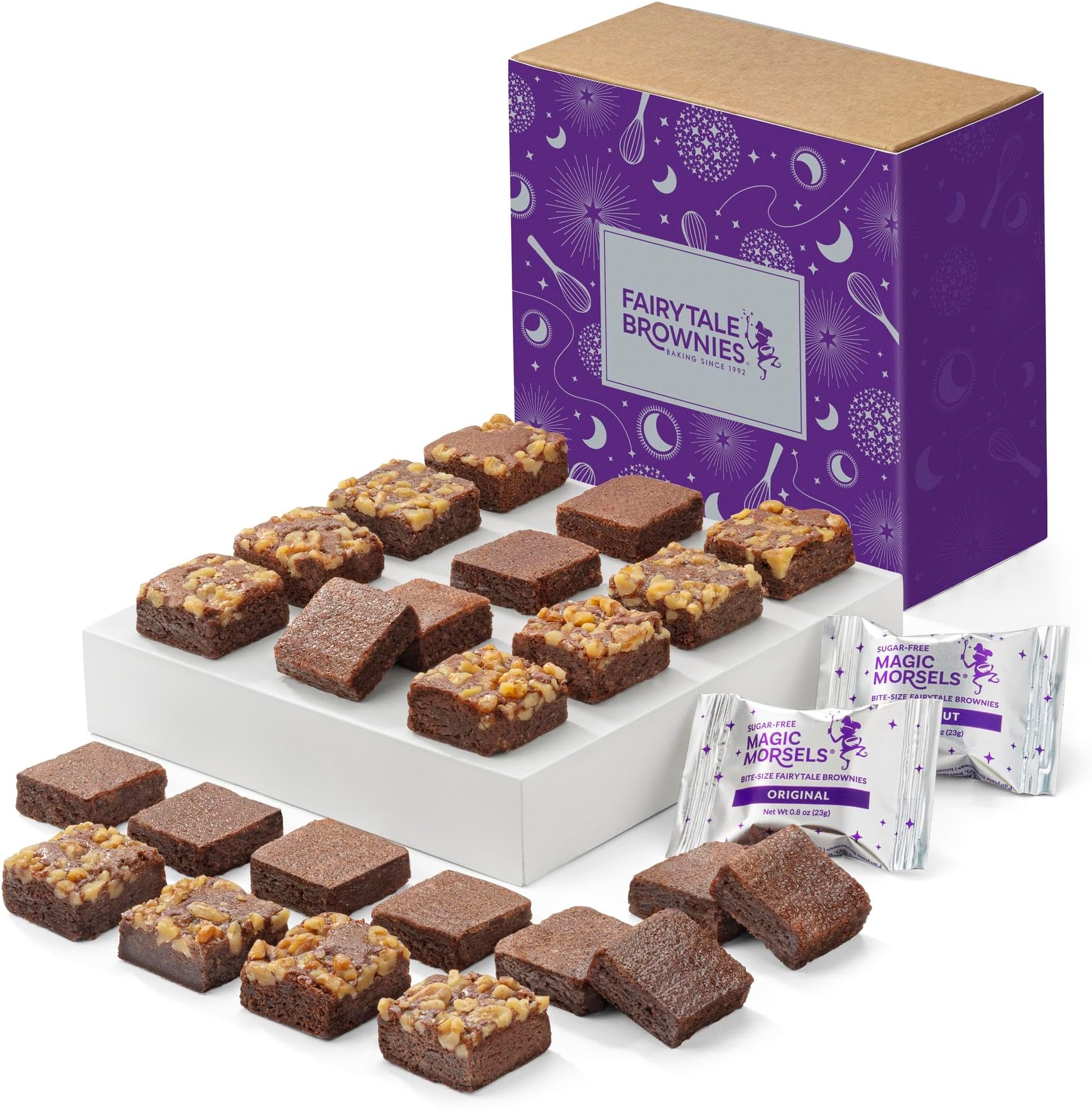 Fairytale Brownies SUGAR-FREE Magic Morsel 24 Individually Wrapped Gourmet Chocolate Food Gift Basket - 1.5 Inch x 1.5 Inch Bite-Size Brownies - 24 Pieces - Item CF524