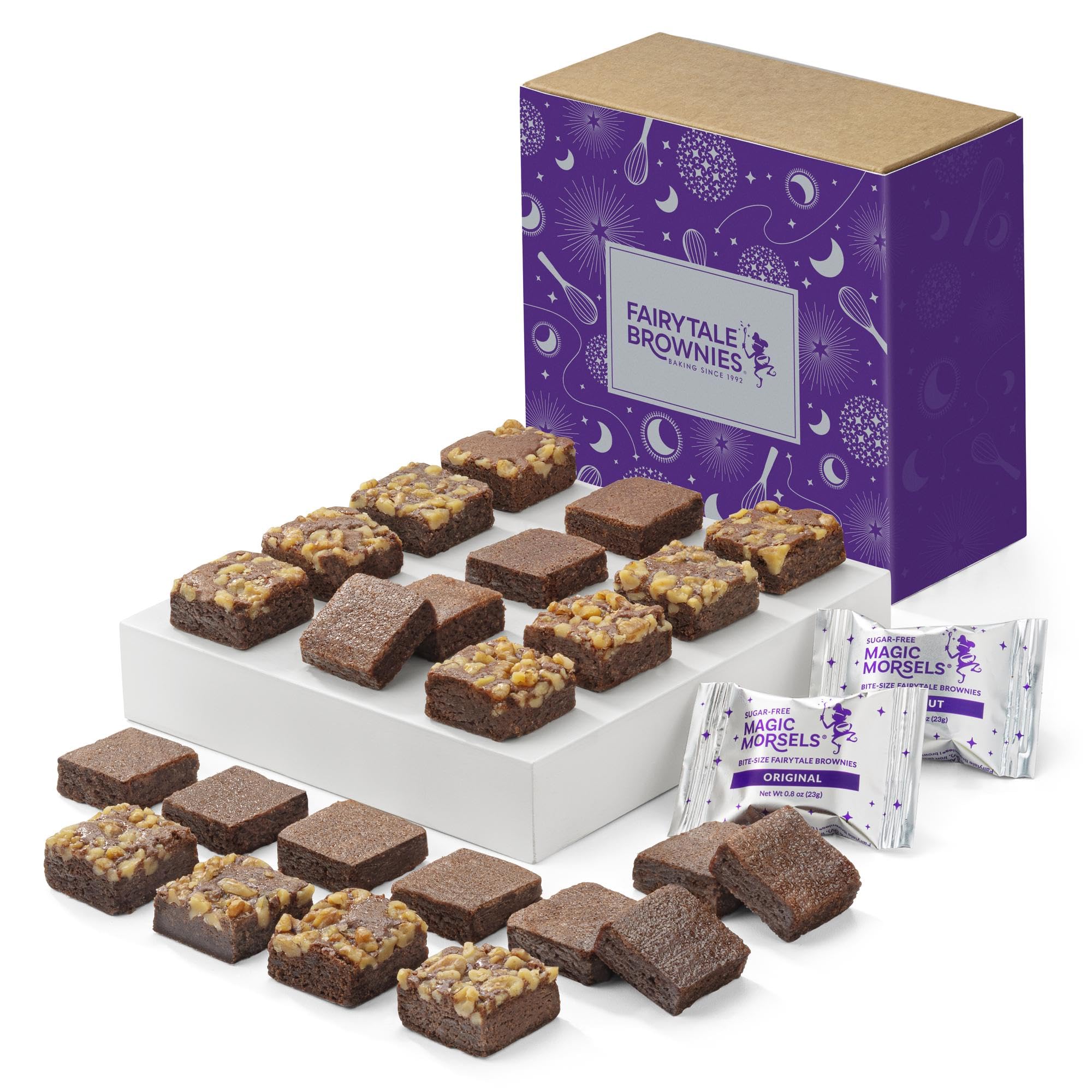 Fairytale Brownies SUGAR-FREE Magic Morsel 24 Individually Wrapped Gourmet Chocolate Food Gift Basket - 1.5 Inch x 1.5 Inch Bite-Size Brownies - 24 Pieces - Item CF524