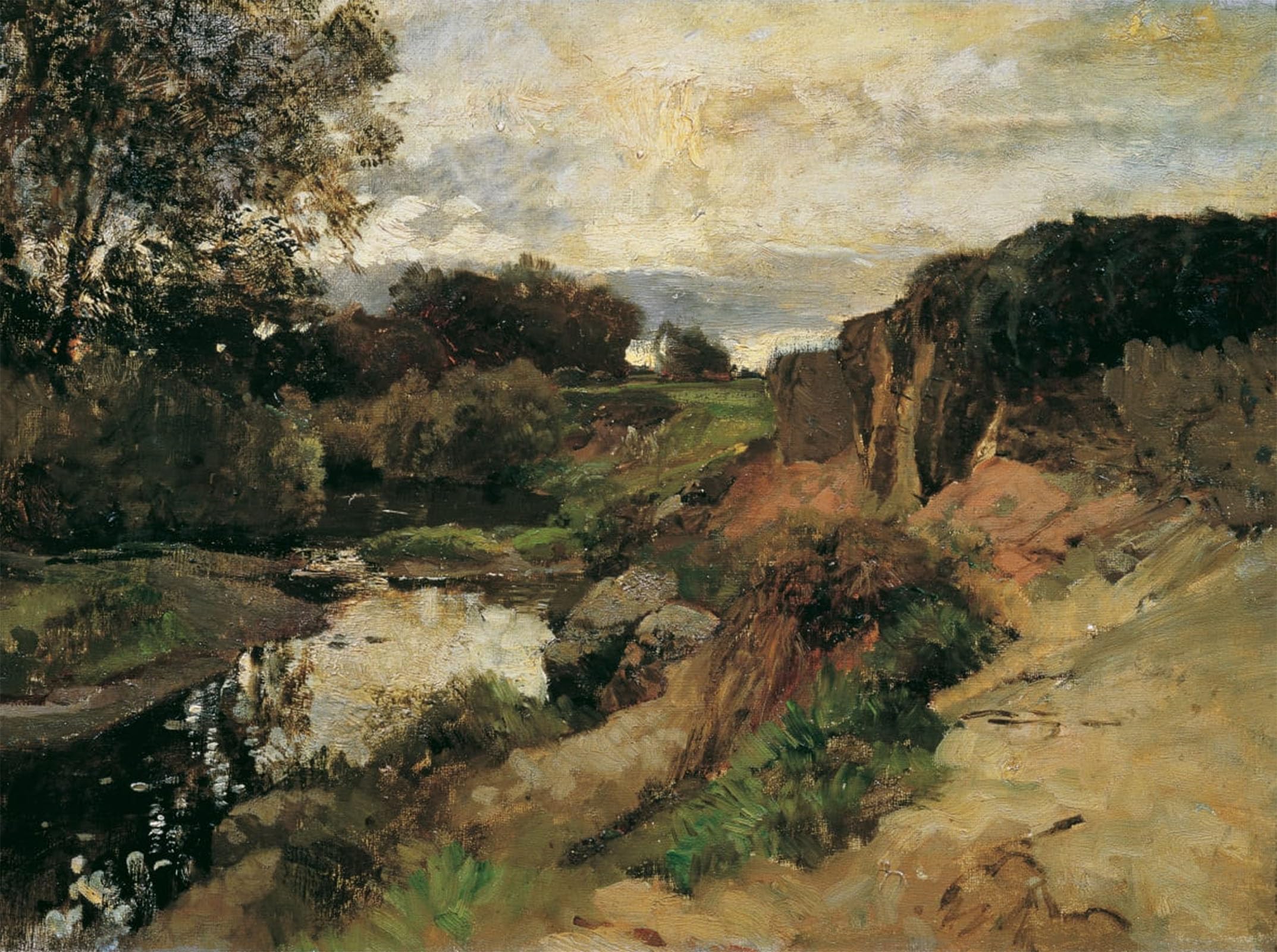 POSTERIIk Vintage Classic Picture Landscape Artwork At the Tullnbach Near Plankenberg by Emil Jakob Schindler Portrait Canvas Painting for Office Home Decor 60x90cm