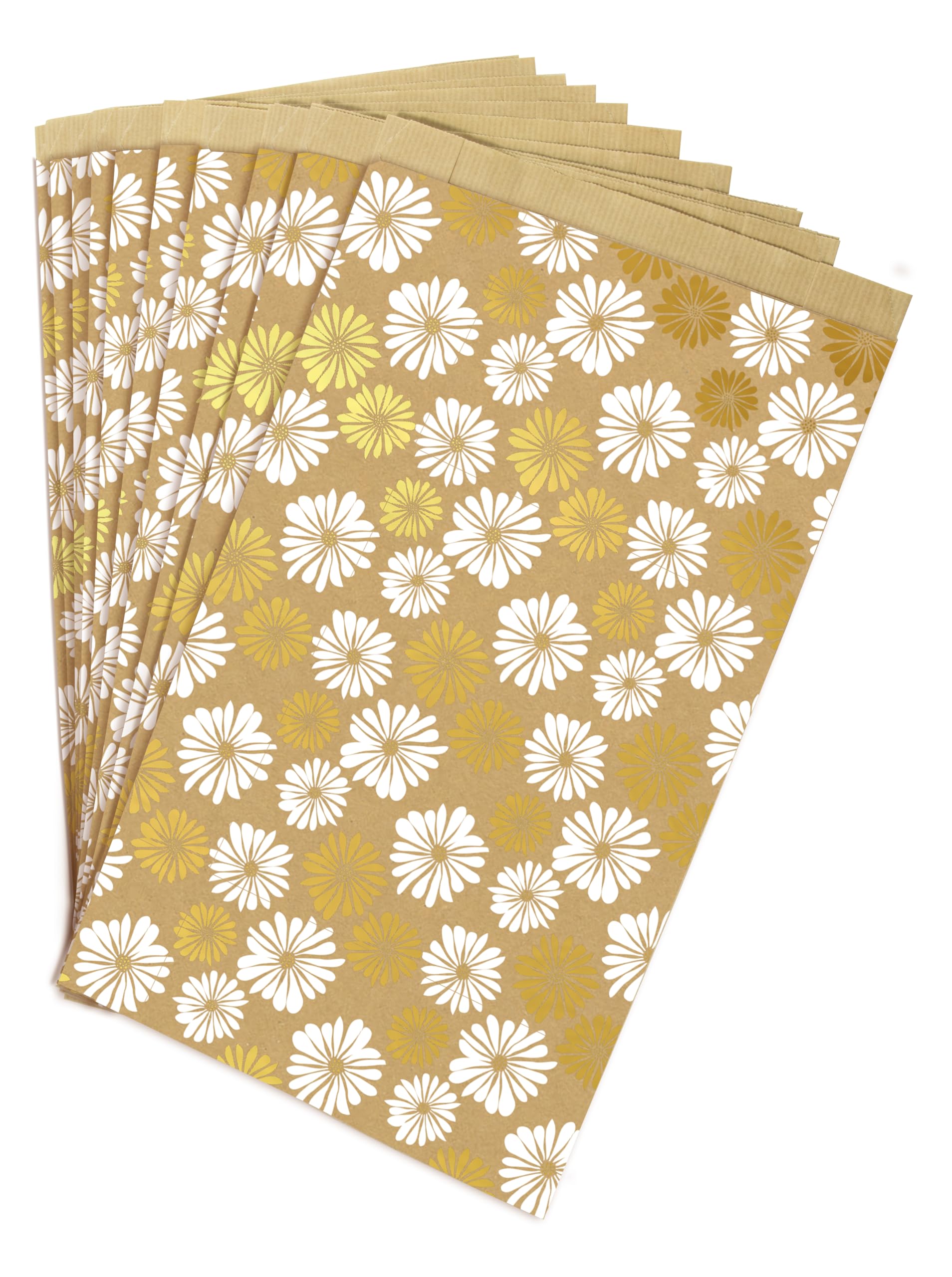 Clairefontaine 394117C - Sachet de 50 pochettes Kraft, 24x35+6cm, Fleurs