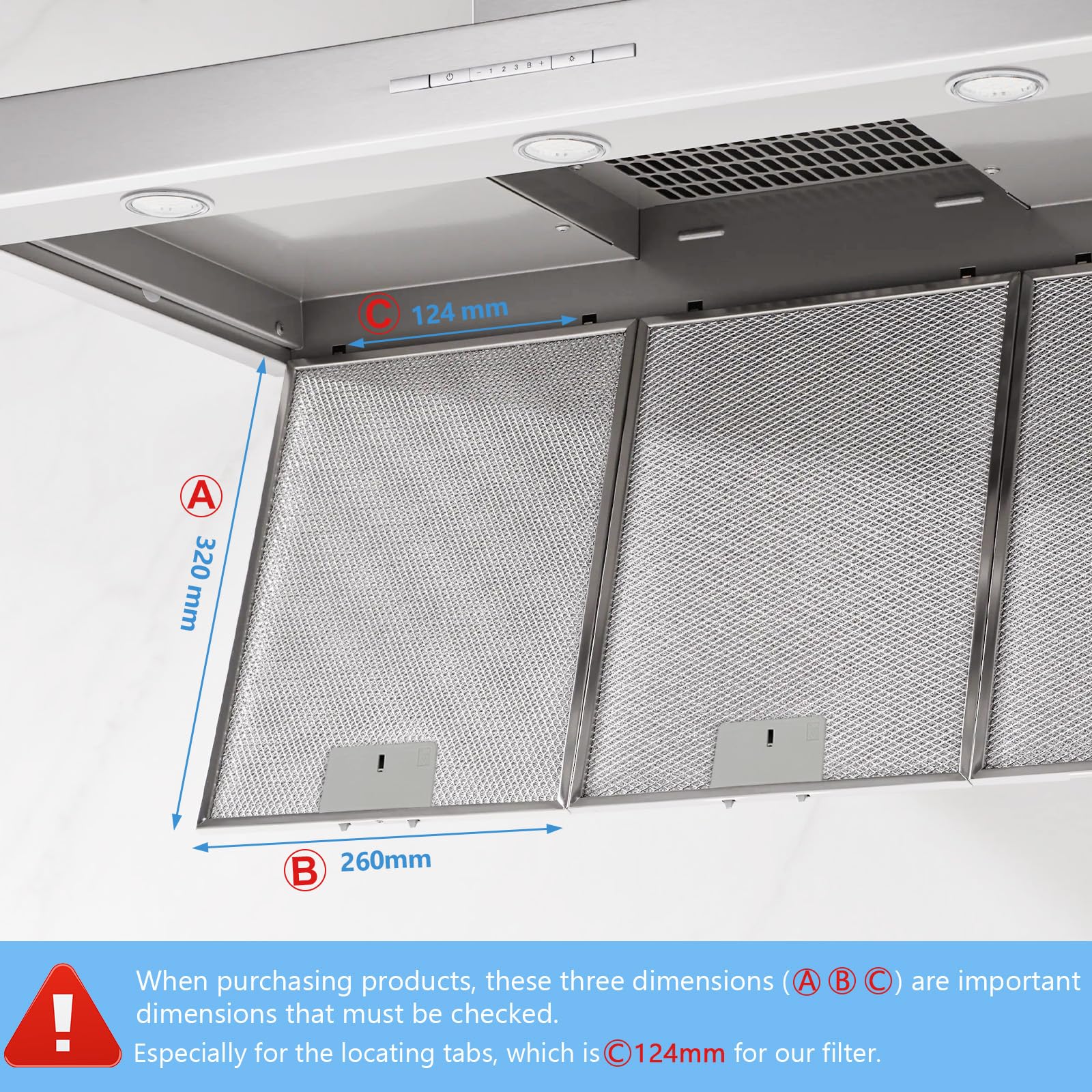 3-Pack Aluminum Range Hood Filters – 310x250x9mm 5-Layer Grease Mesh For Most Cooker Hoods, Silver Replacement