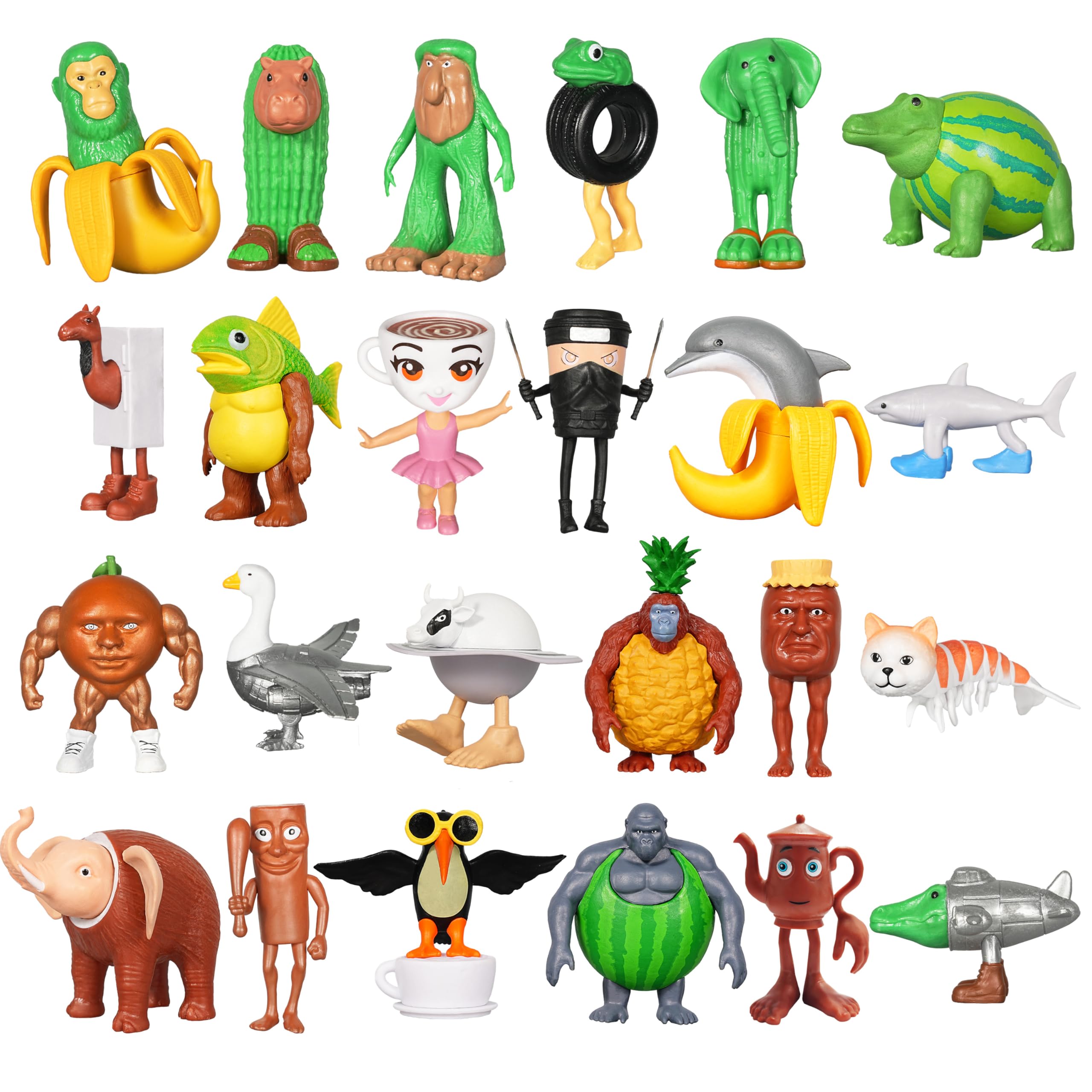 24 Pcs Italian Brainrot Toys, TralaleroTralala Action Figures, Suitable for Italian Brainrot Fans and Collectors, Also be Displayed as a Decorative Item or Given as a (24 Pcs C)