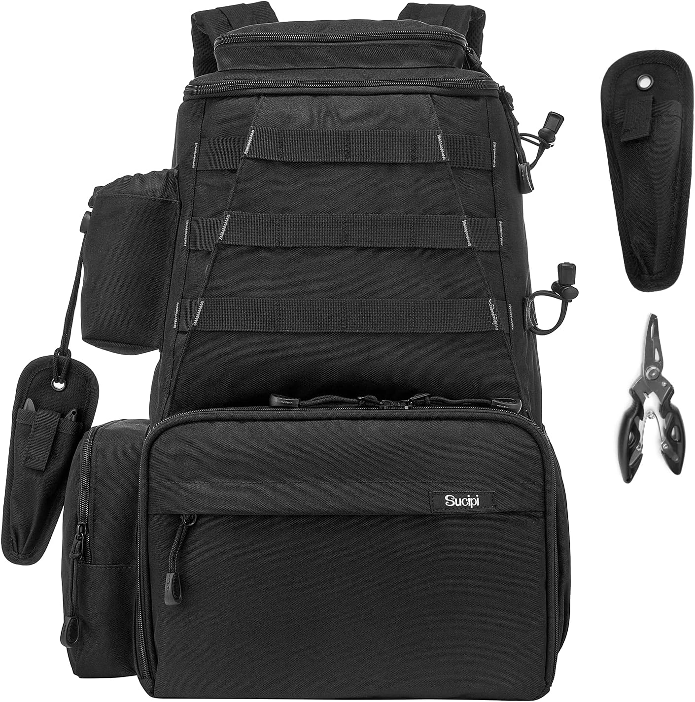Sucipi Fishing Tackle Backpack Outdoor Large Fishing Tackle Bag Water-Resistant Fishing Backpack with Rod Holder Backpack for Trout Fishing Outdoor Sports Camping Hiking