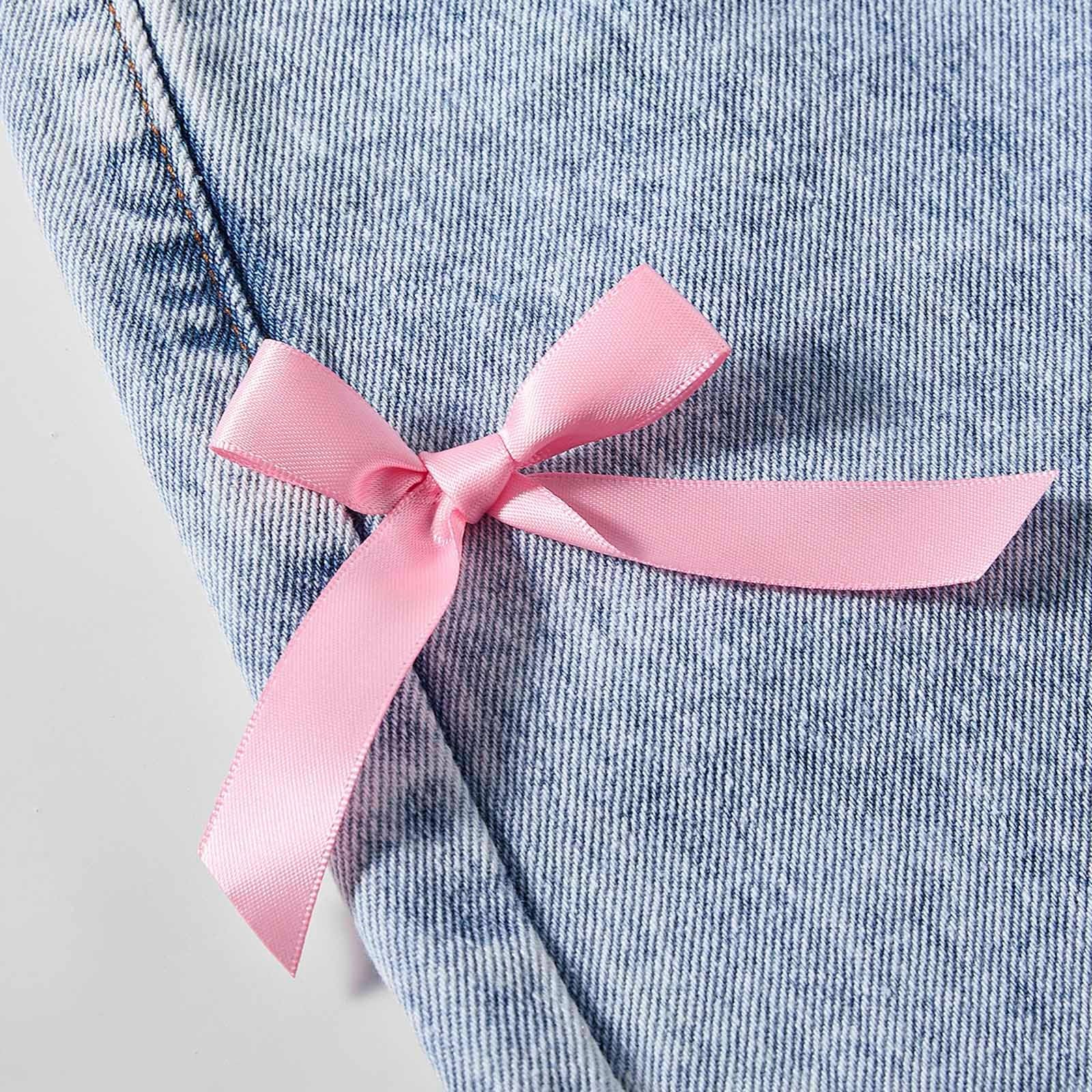Pantalones para NiñAs-Pantalones Vaqueros Holgados De Pierna Ancha para NiñAs, Pantalones De Mezclilla con Cintura Alta EláStica, Lindos Pantalones con Lazo, Ropa De Calle Informal para NiñOs