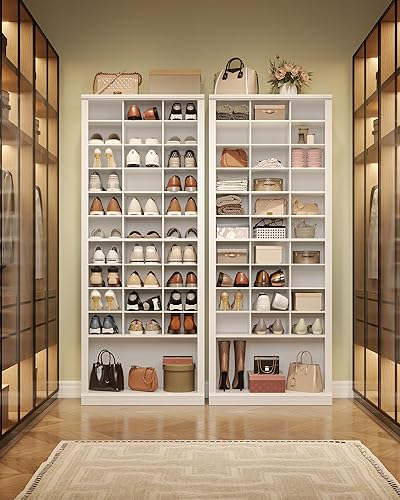 Miniatura 6 de SR39303X - Armario de almacenamiento de zapatos de 11 niveles, armario alto de zapatos con cubículo, organizador de zapatos independiente de madera,