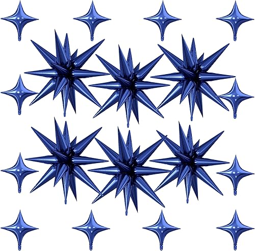 Miniatura 22 de 18 globos de estrella rojos, verdes y dorados, globos de aluminio de estrellas de Navidad con 6 globos de estrella en explosión de 22 pulgadas, 12