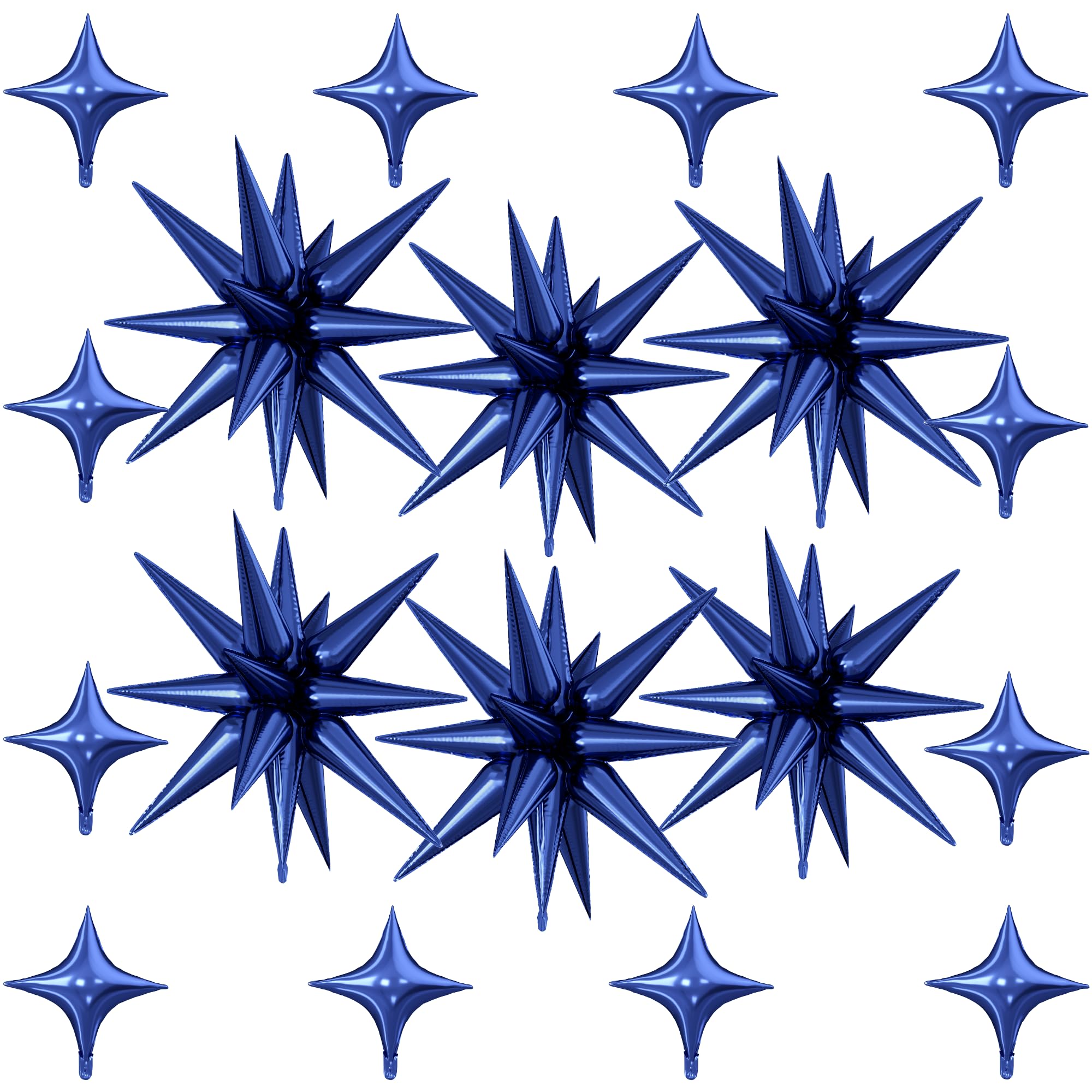 Photo 1 of 18 Pcs Navy Blue Star Balloons, Navy Blue Balloon with 6 Pcs 22-Inch Explosion Star Balloons, 12 Pcs 10-Inch Four Pointed Stars Foil Balloon for Boys Baby Shower Graduation Birthday Party Decorations