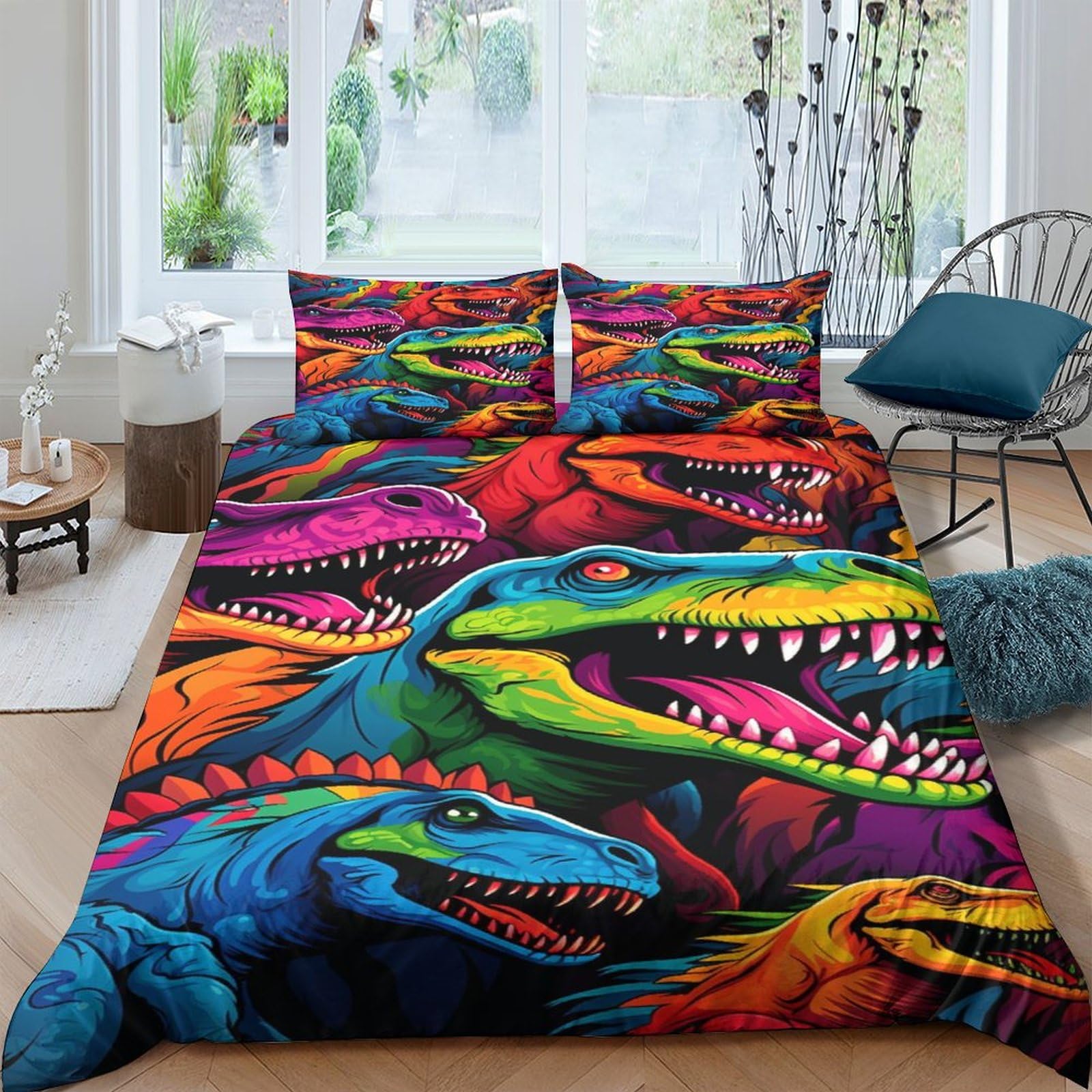 Parure de lit 3D Tyrannosaure Rex en microfibre douce 3 pièces