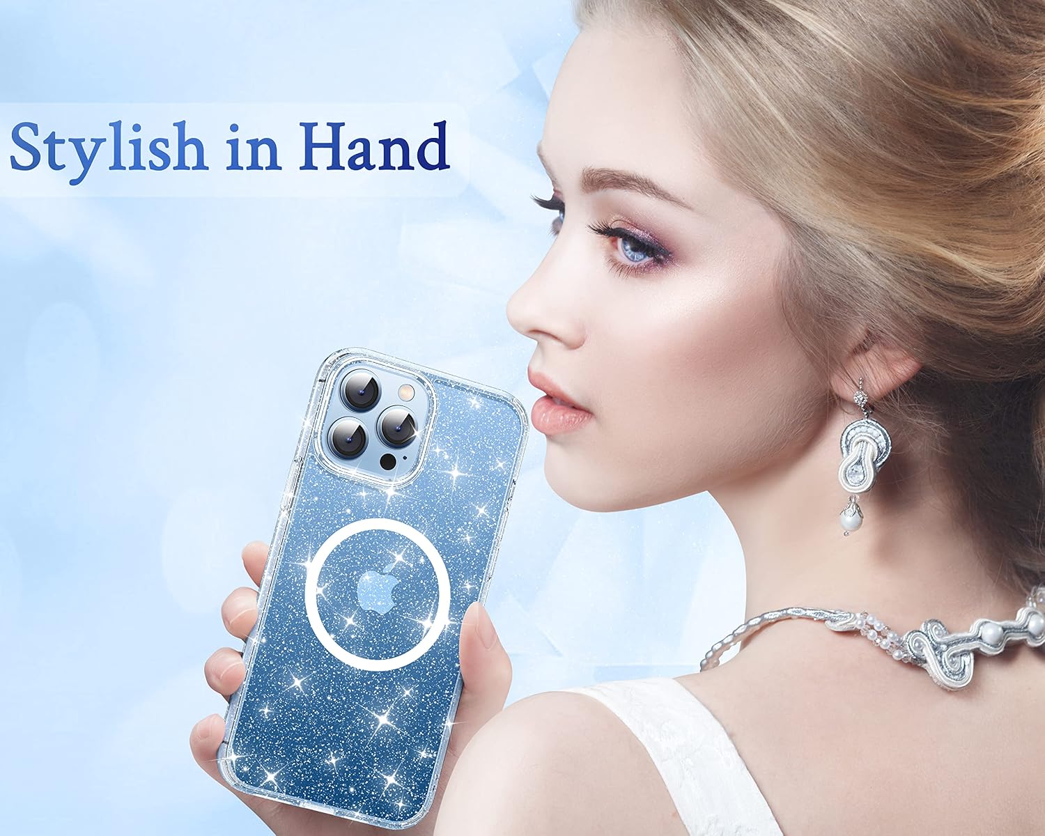 CASEKOO Twinkle Star Magnetic Case for iPhone 12 Pro Max, [Clear Glitter] [Never Yellow] Military Grade Protection, [Sparkly Shiny Bling] Slim Protective Shockproof Phone Case for Women Girls-6.7 inch