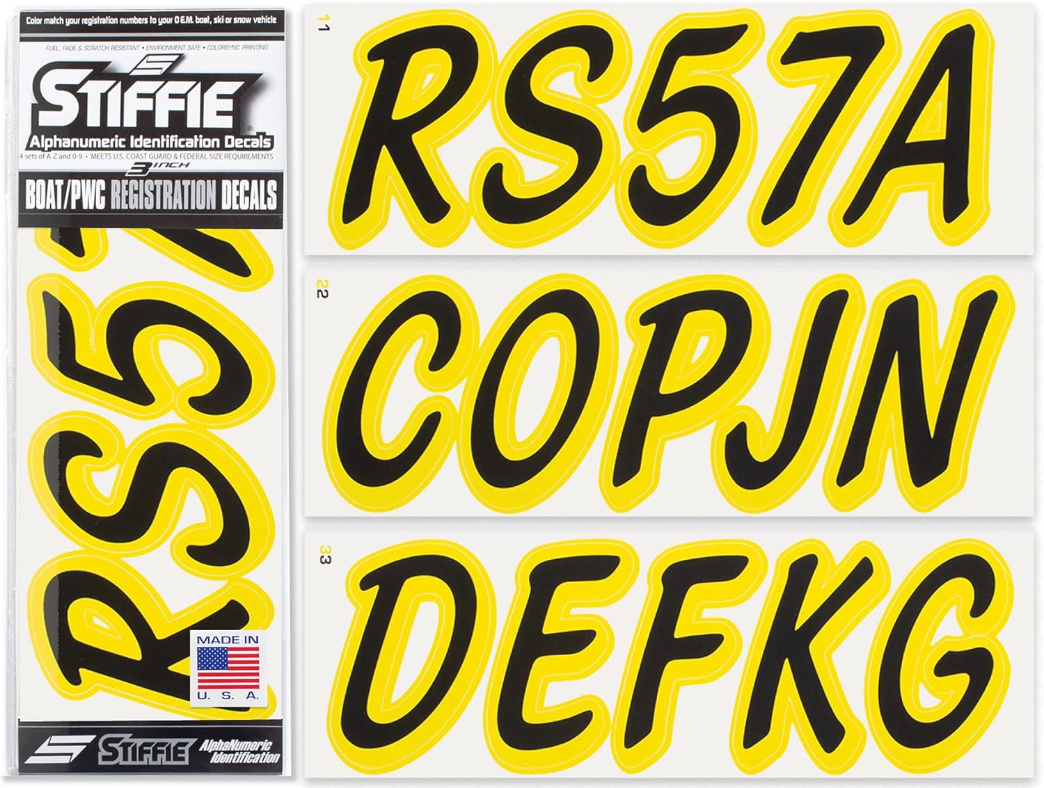 Whipline Solid Red/Silver 3" Alpha-Numeric Registration Identification Numbers Stickers Decals for Boats & Personal Watercraft