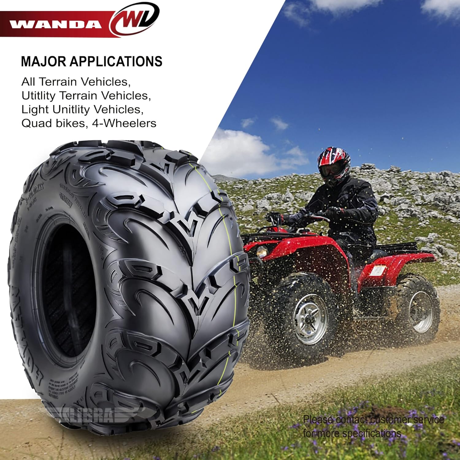 Set 2 ATV Mud Tires 22x10-9 22X10X9 6PR For Honda Recon 250 - Foto 9