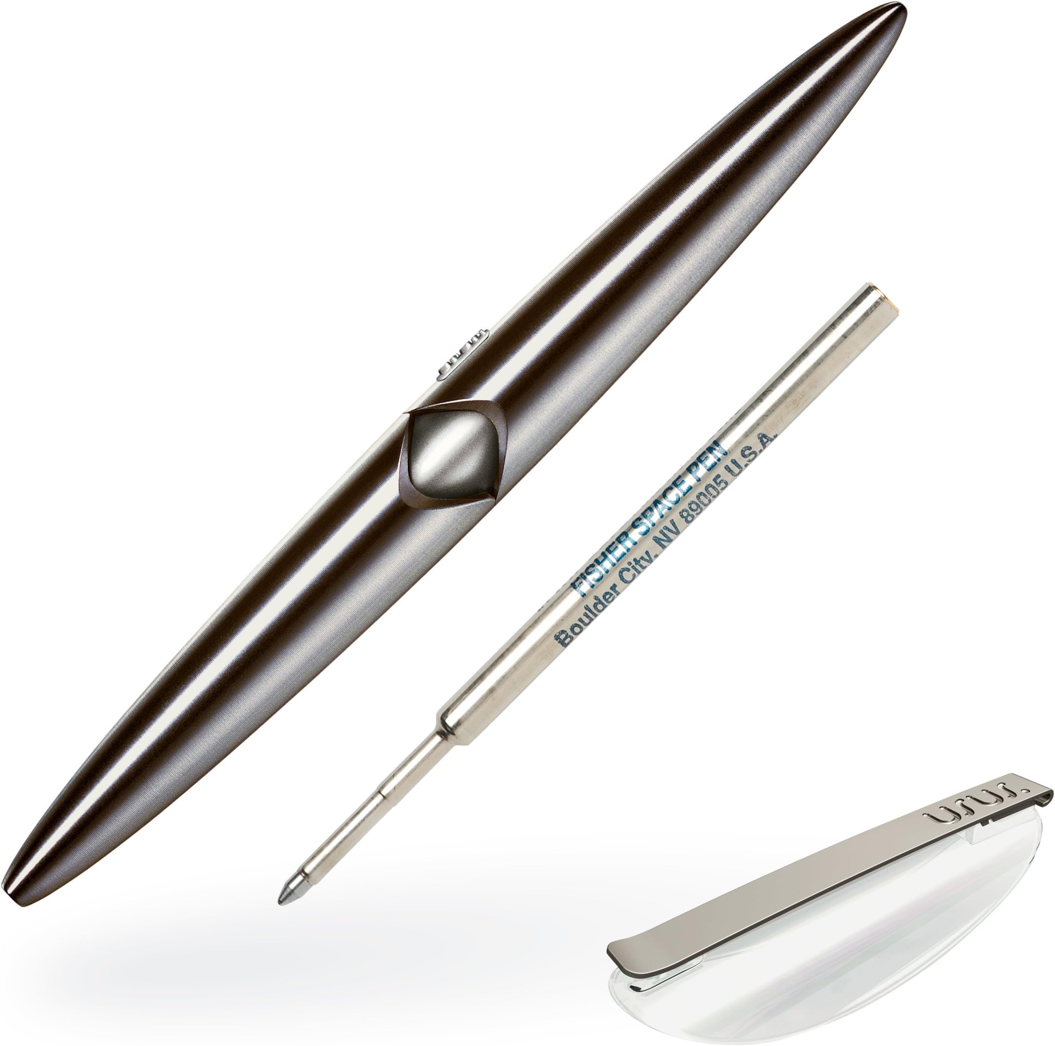 usus.io titan +++ Fisher Space Pen refill +++ Click-Clip +++ ballpoint pen with MAGNETIC MECHANICS SYSTEM +++ made of solid titanium (hand-sanded) +++ BERLIN DESIGN +++ black ink